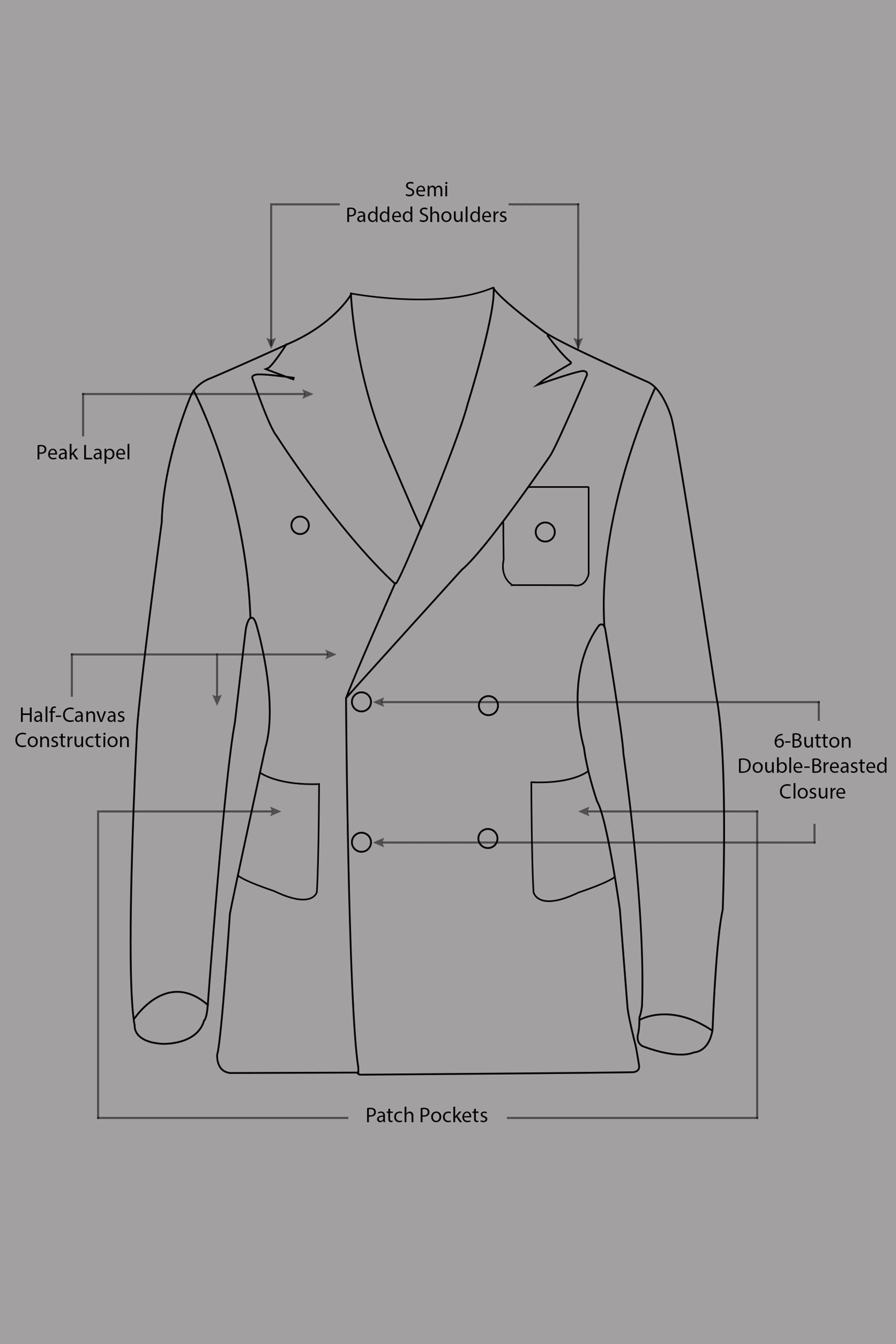 Iridium Gray Plaid Tweed Double Breasted Sports Suit - Image 18