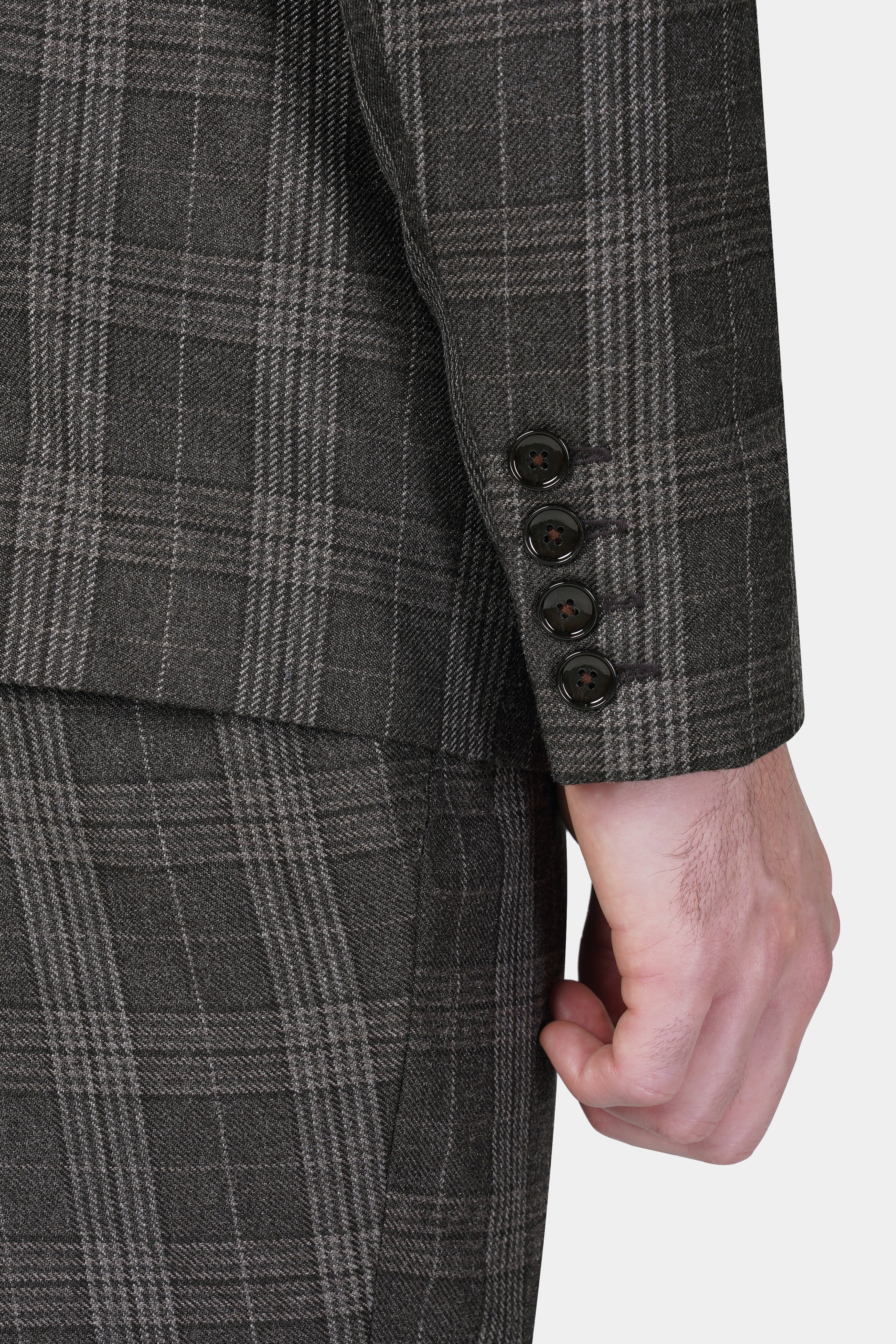 Iridium Gray Plaid Tweed Double Breasted Sports Suit - Image 4