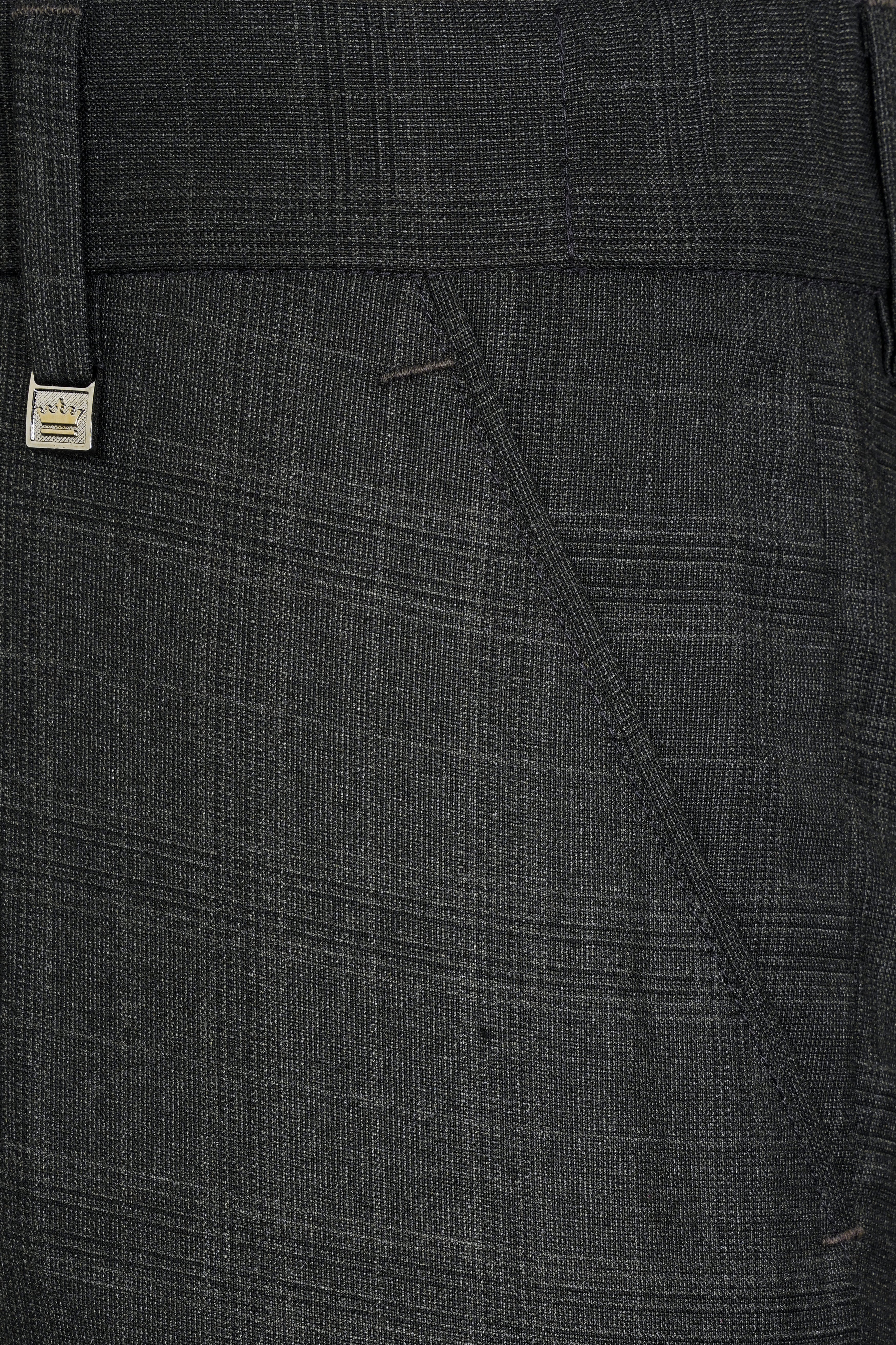 Iridium Gray Subtle Checkered Wool Rich Cross Placket Bandhgala Suit - Image 14