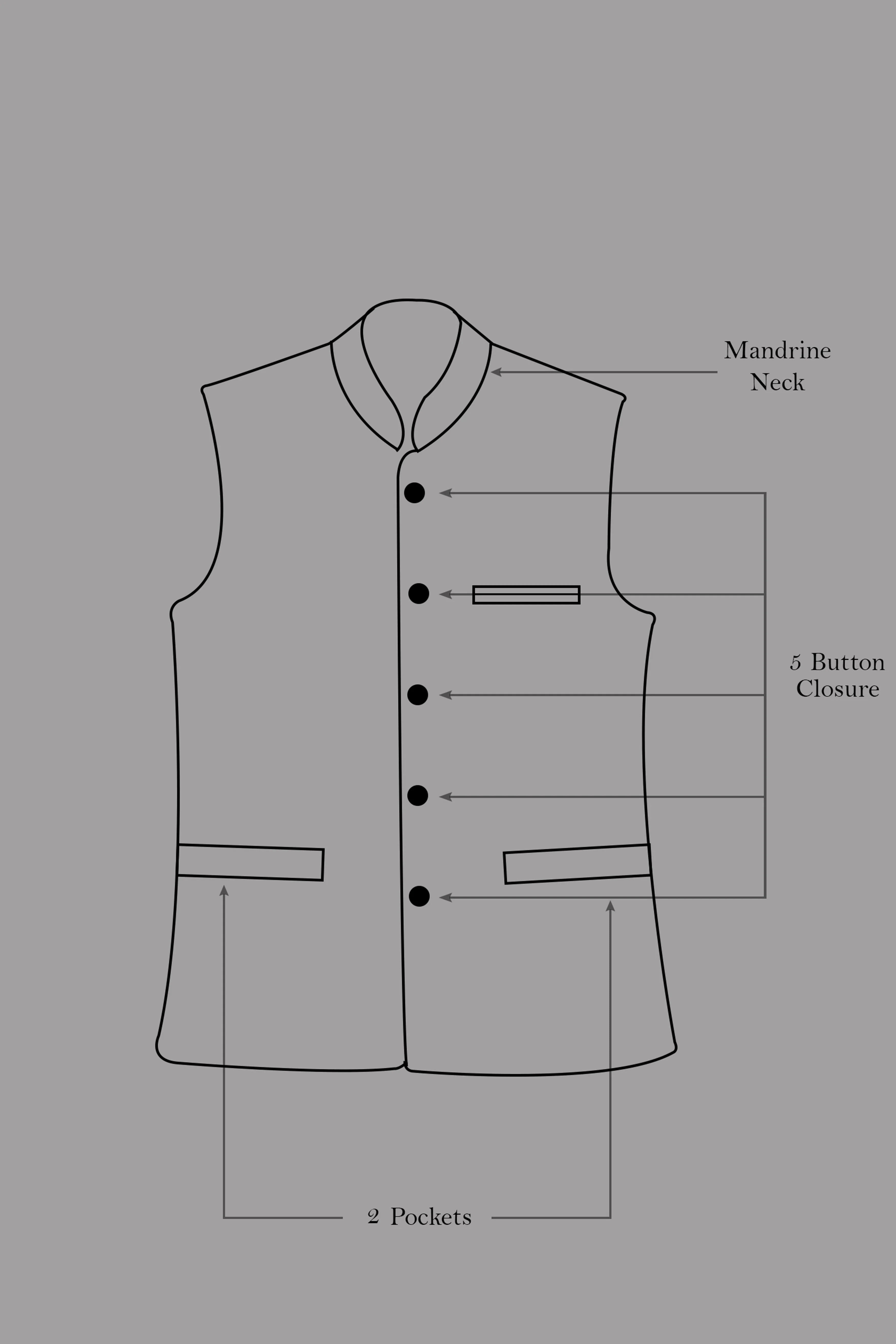 Iridium Gray Subtle Checkered Wool Rich Cross Placket Bandhgala Suit - Image 19