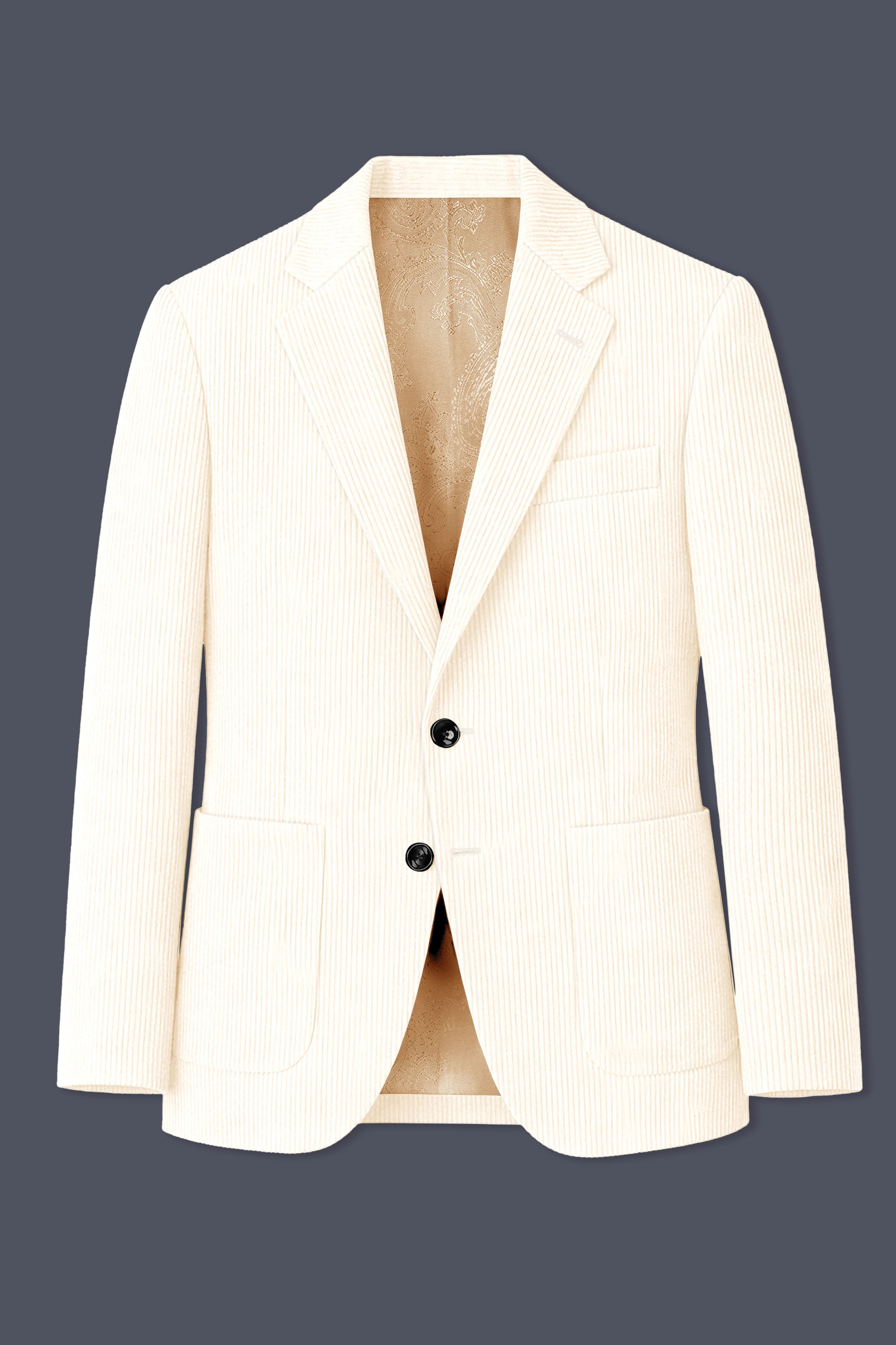 Ivoro-Swizzle Cream Corduroy Single Breasted Sports Blazer - Image 8