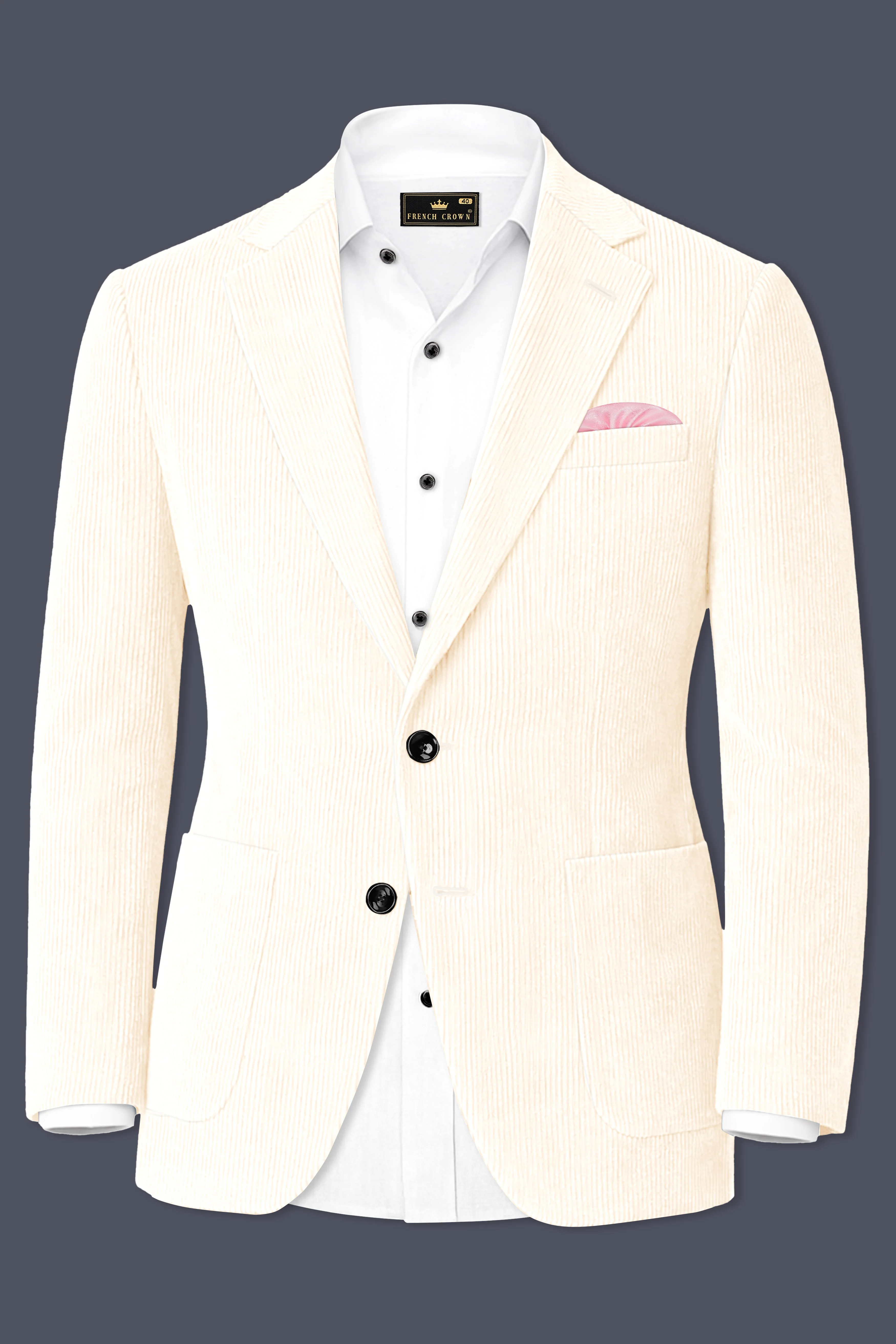 Ivoro-Swizzle Cream Corduroy Single Breasted Sports Suit - Image 10