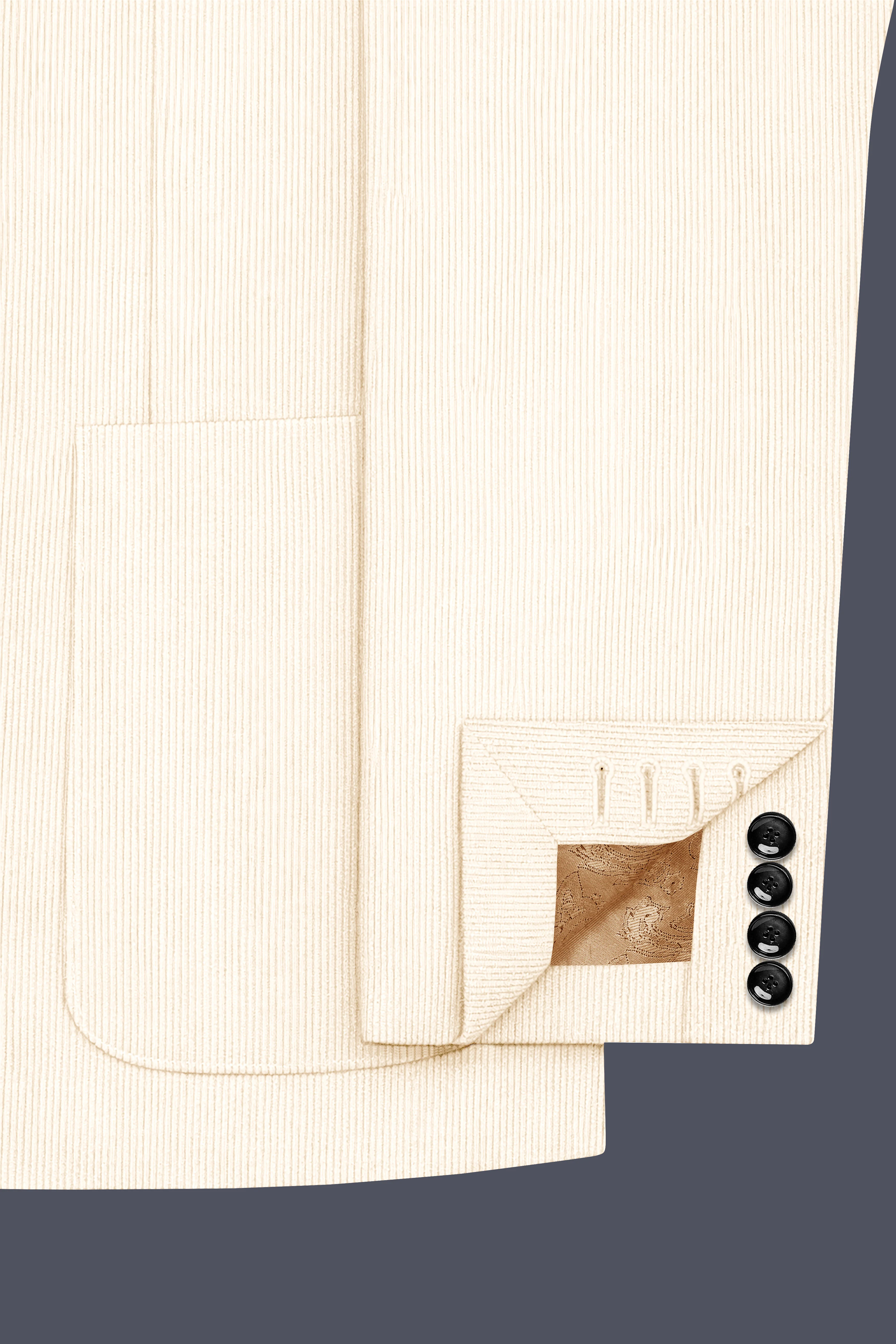 Ivoro-Swizzle Cream Corduroy Single Breasted Sports Suit - Image 7