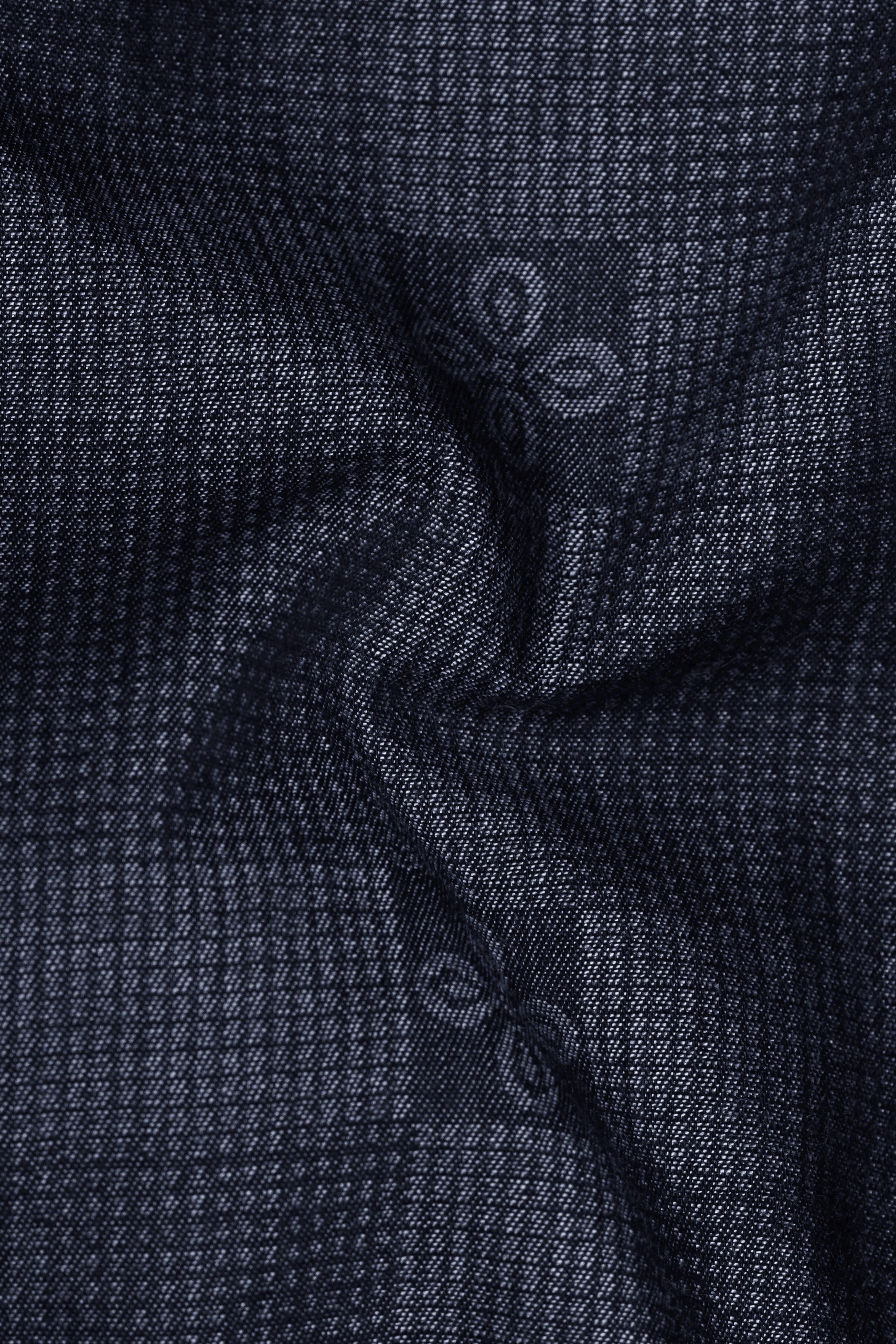 Jacrosa-Midnight Denim Blue Floral Check Jacquard Textured Super Soft Premium Cotton Casual Shirt - Image 3