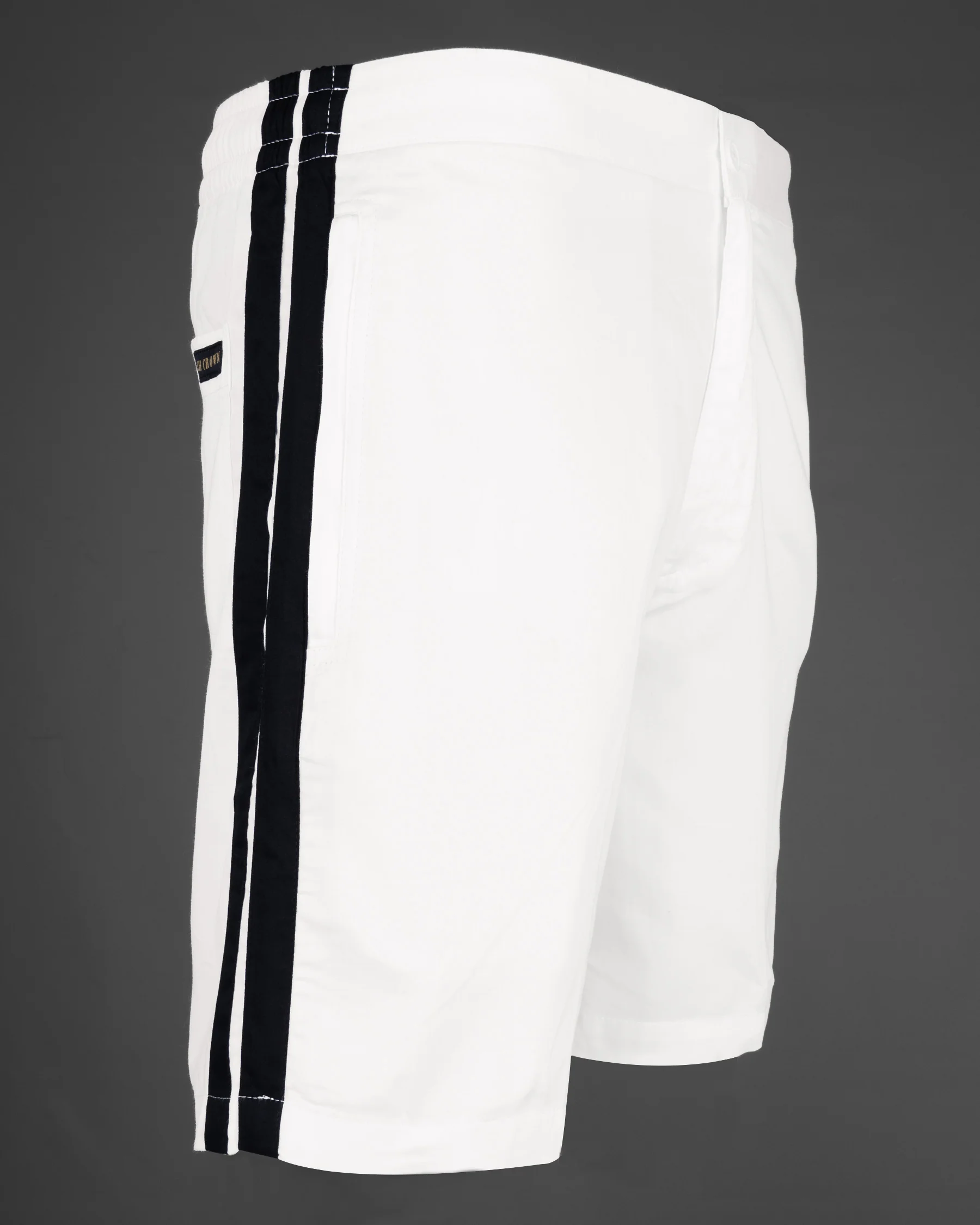 Jade Black and Bright White Contrast Striped Super Soft Premium Cotton Designer Shorts - Image 5