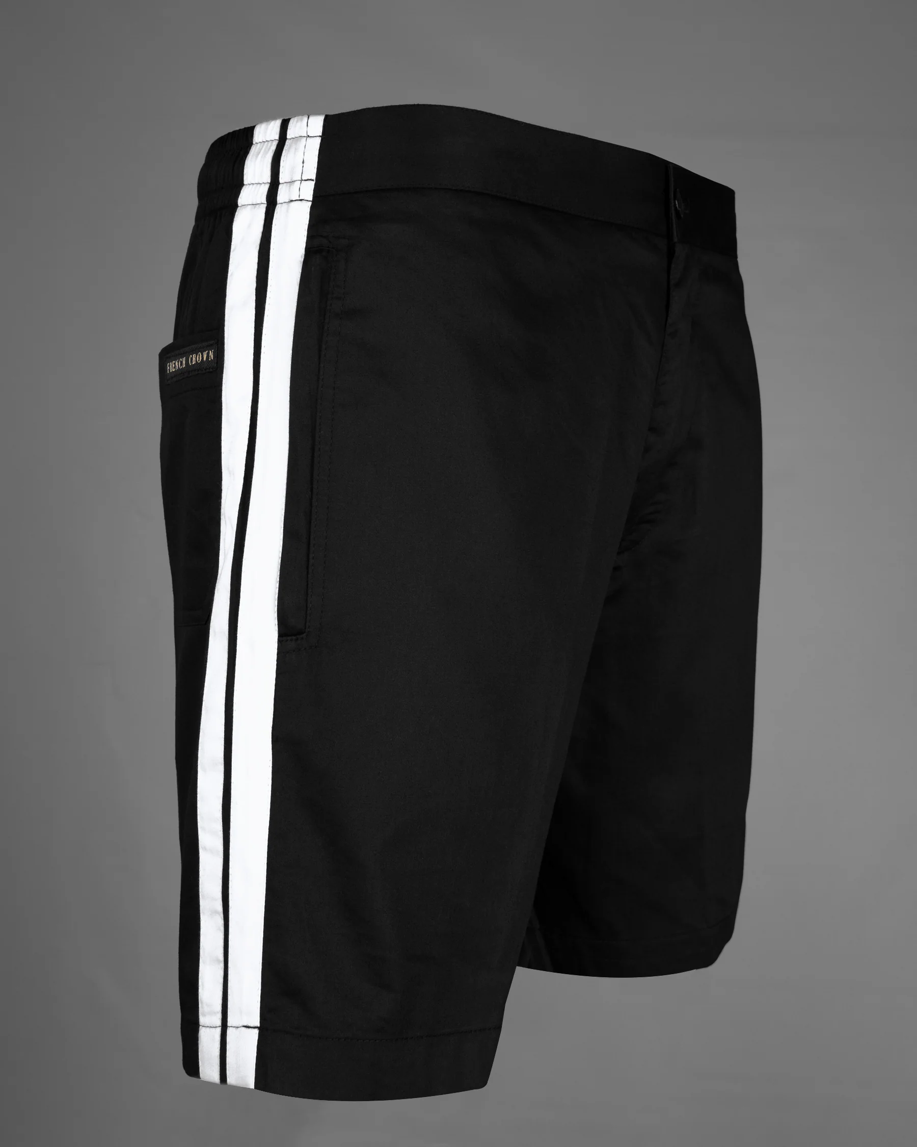 Jade Black and Bright White Contrast Striped Super Soft Premium Cotton Designer Shorts - Image 6