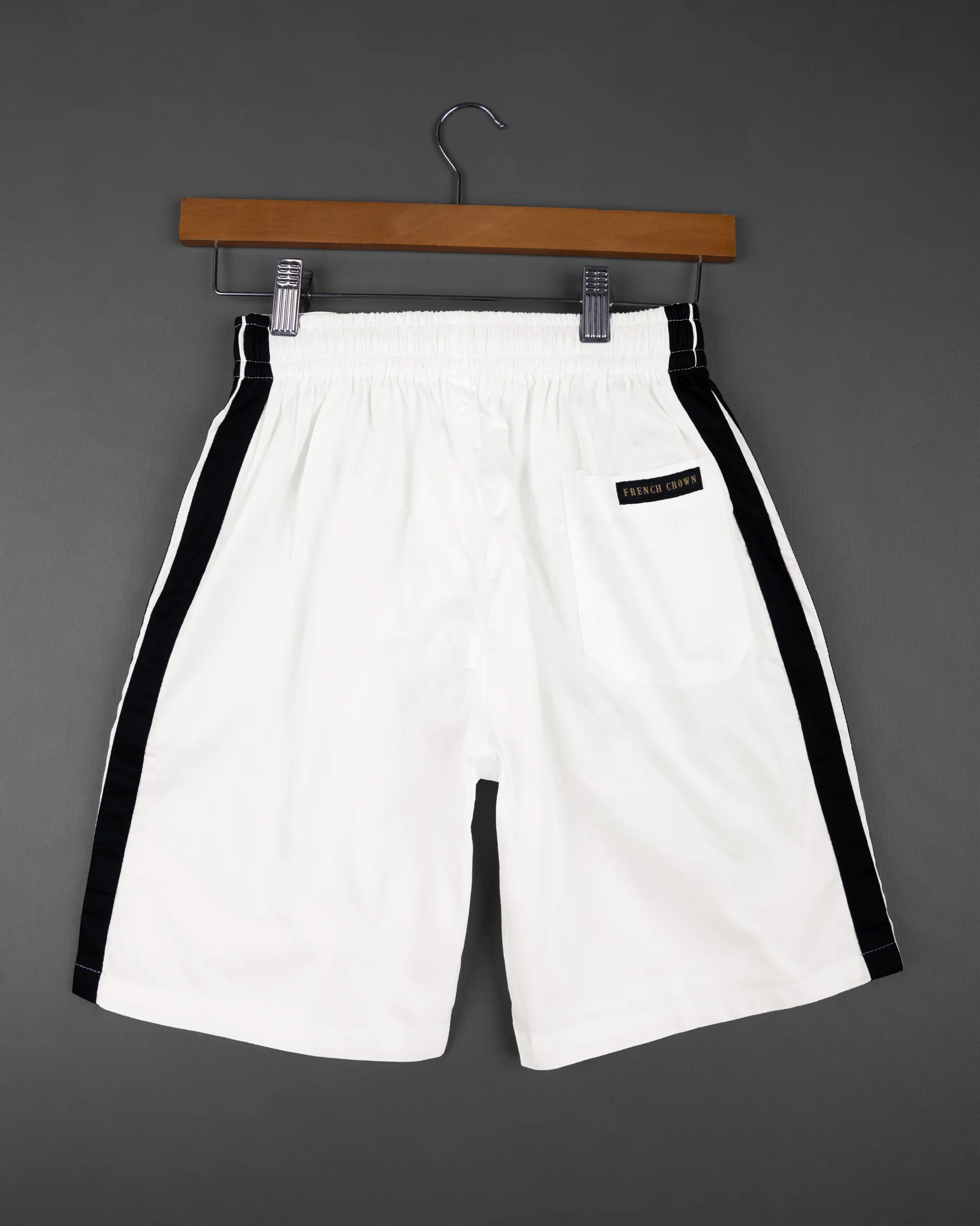 Jade Black and Bright White Contrast Striped Super Soft Premium Cotton Designer Shorts - Image 9