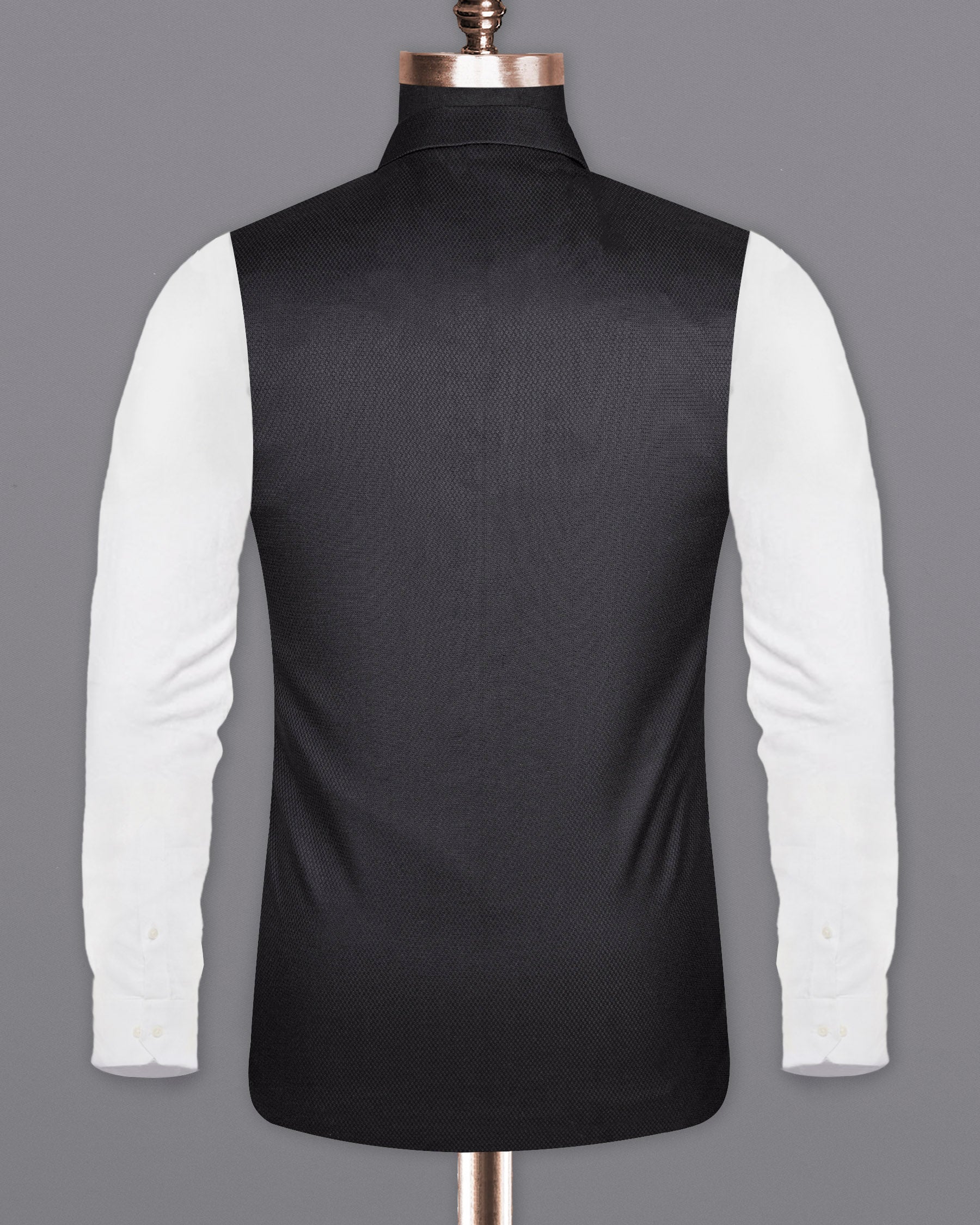 Jade Black Diamond textured Cross Placket Nehru Jacket - Image 6