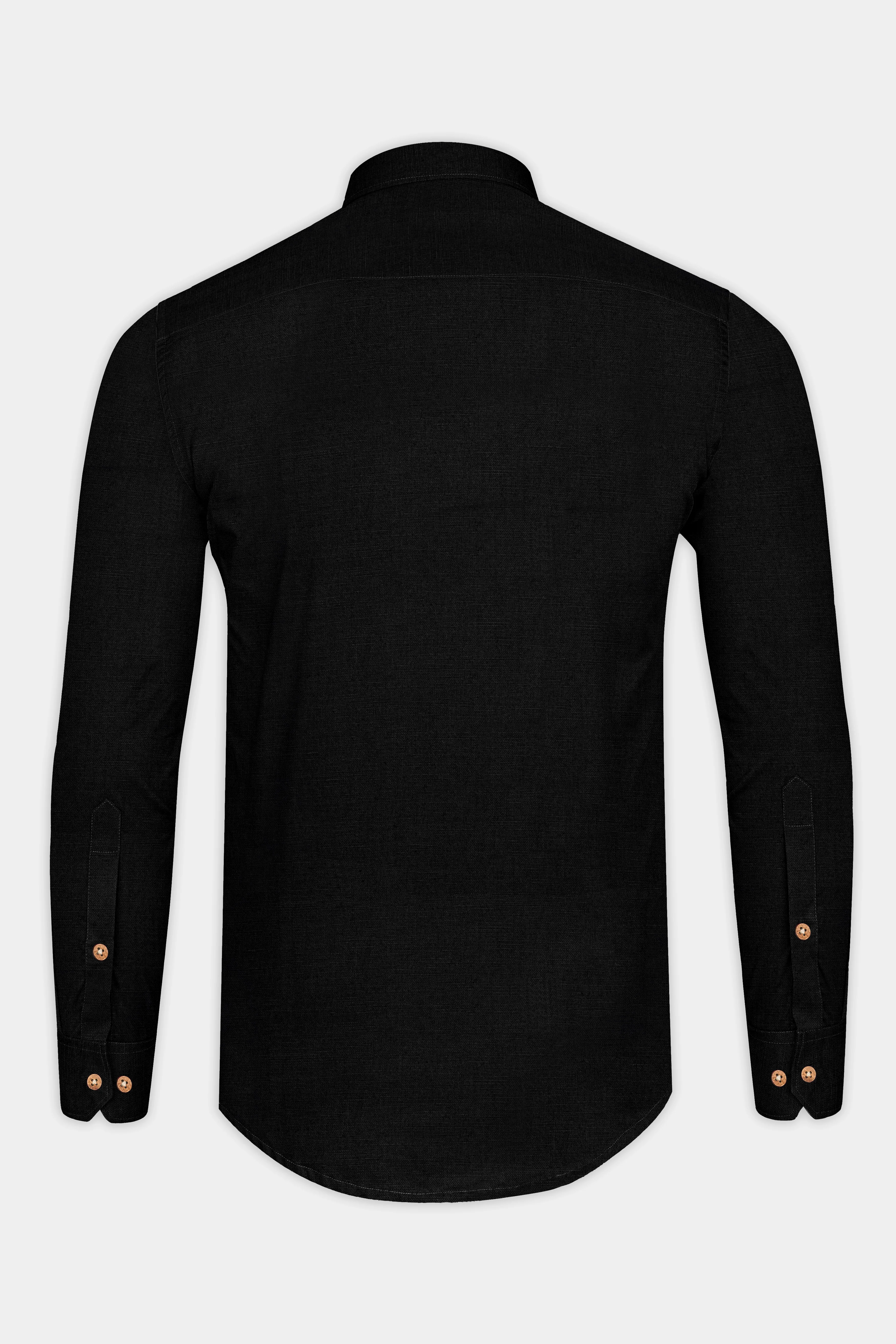 Jade Black Indian Kurta Style Luxurious Linen Shirt - Image 6