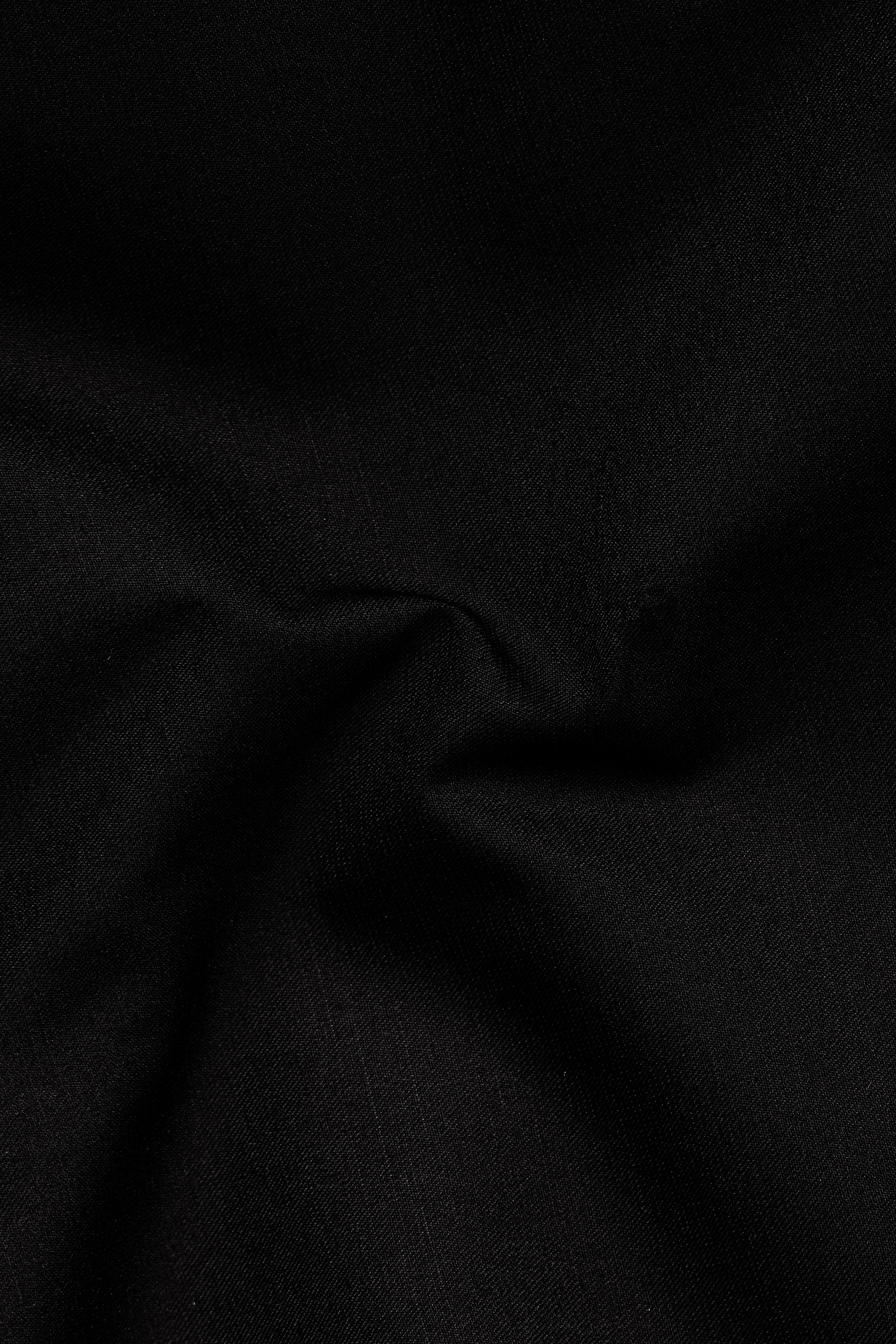 Jade Black Stretchable Subtle Sheen Ladybird Patterned Wool Rich Tuxedo Blazer - Image 3