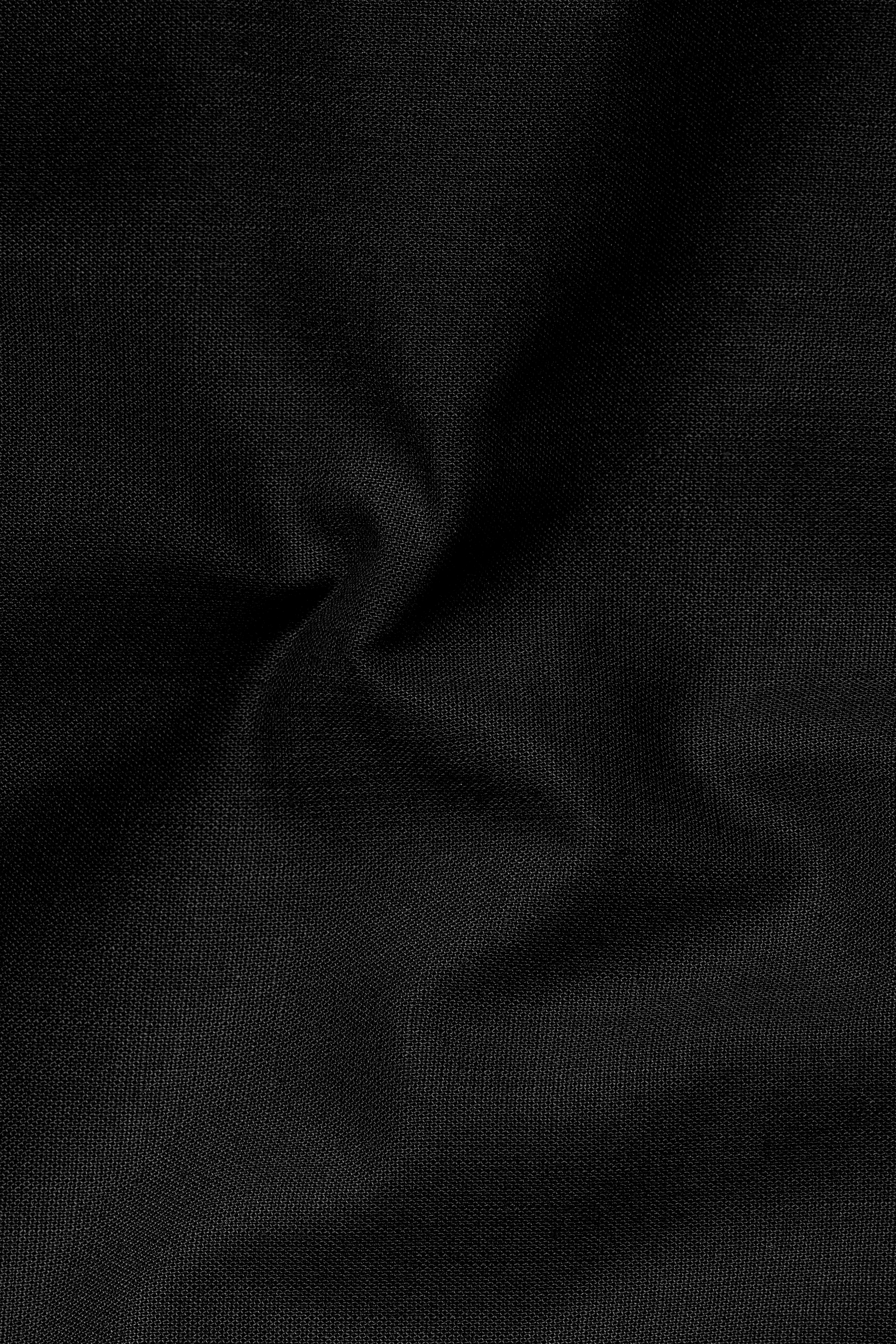 JADE BLACK LUXURIOUS LINEN BANDHGALA/MANDARIN SUIT - Image 3