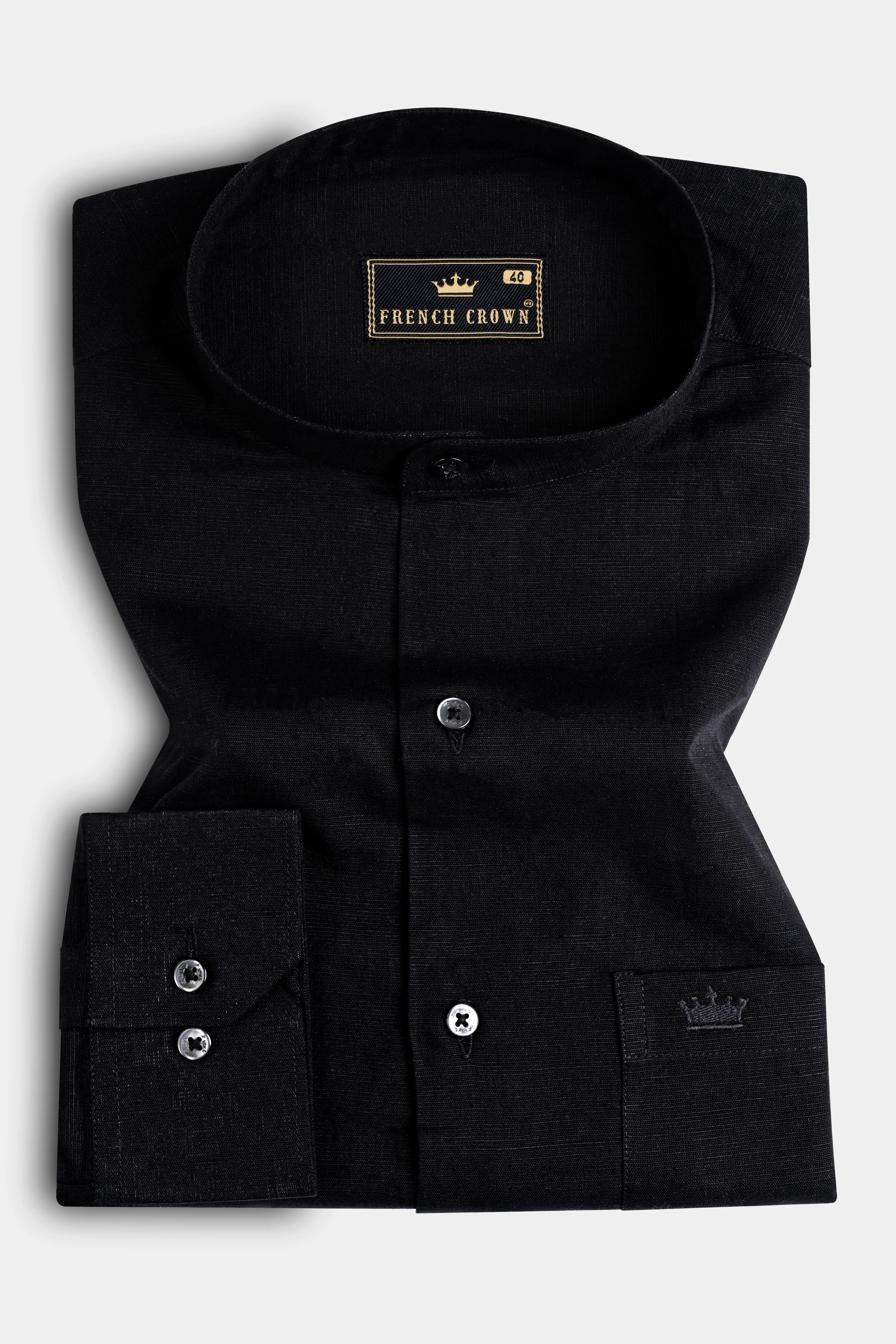 Jade Black Luxurious Linen Shirt - Image 3