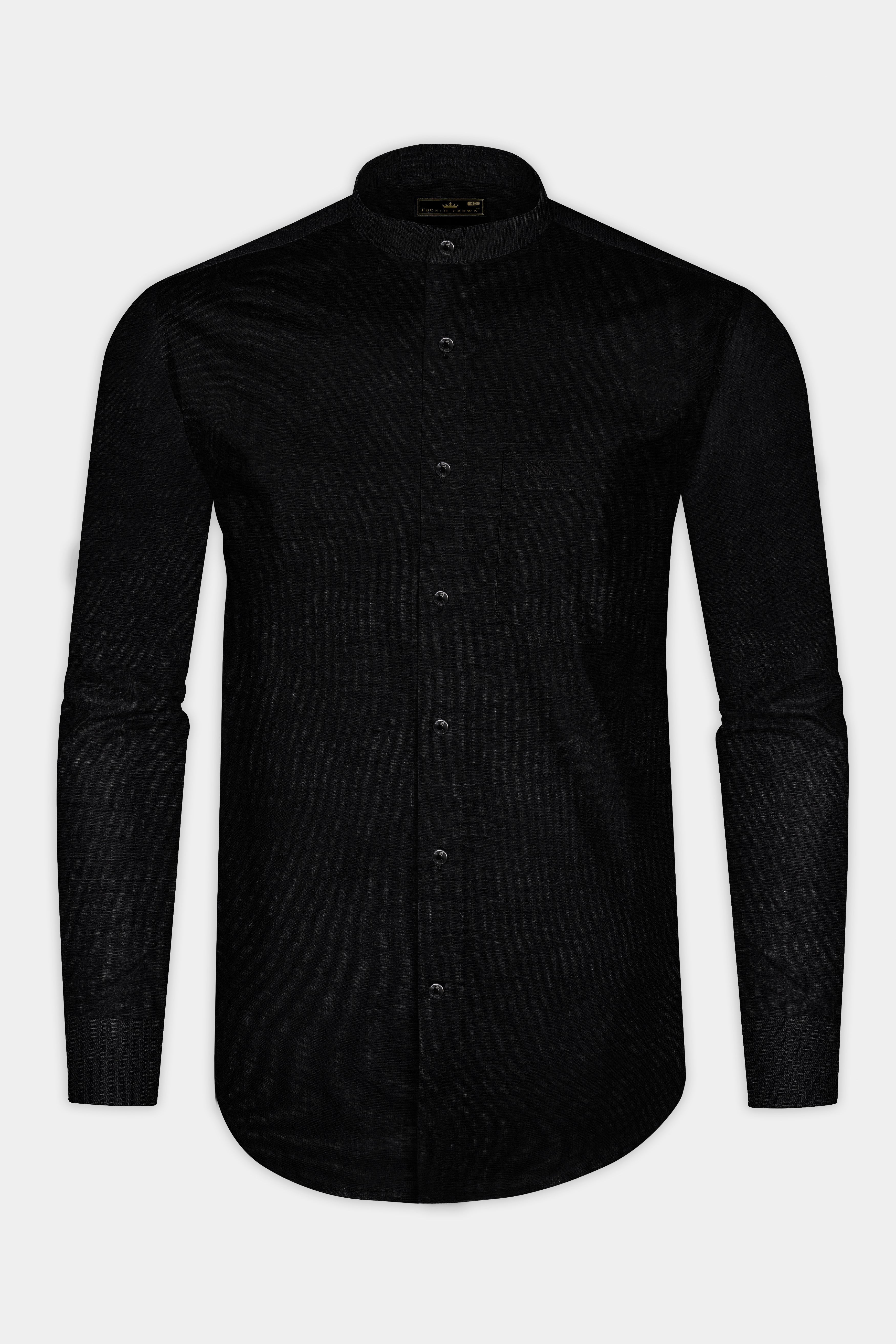 Jade Black Luxurious Linen Shirt - Image 4