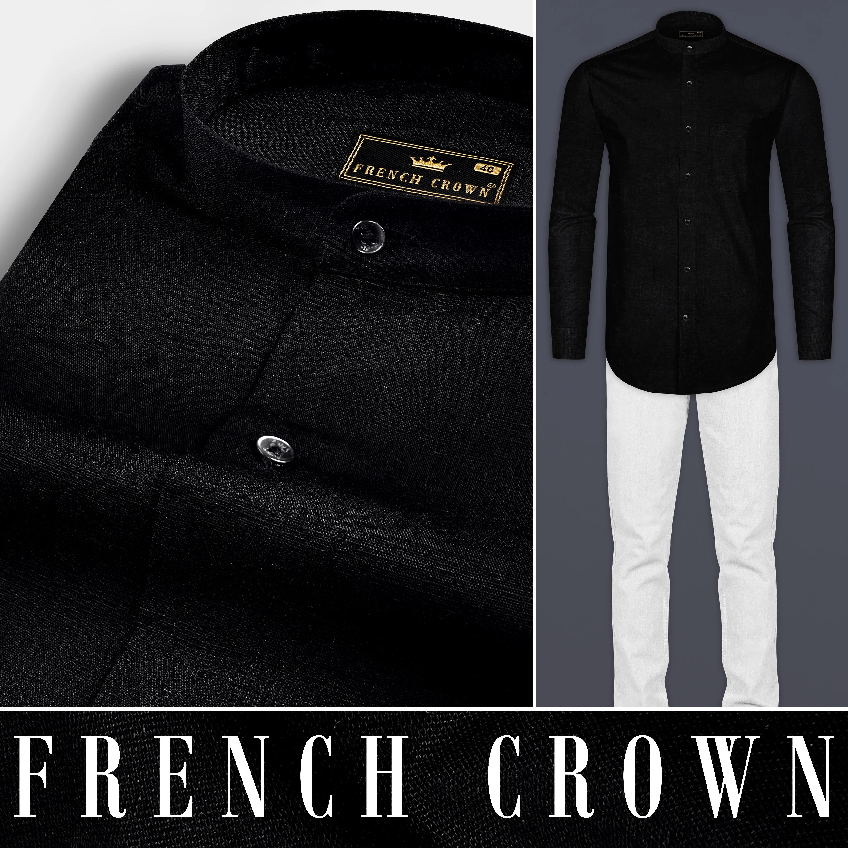 Jade Black Luxurious Linen Shirt - Image 9