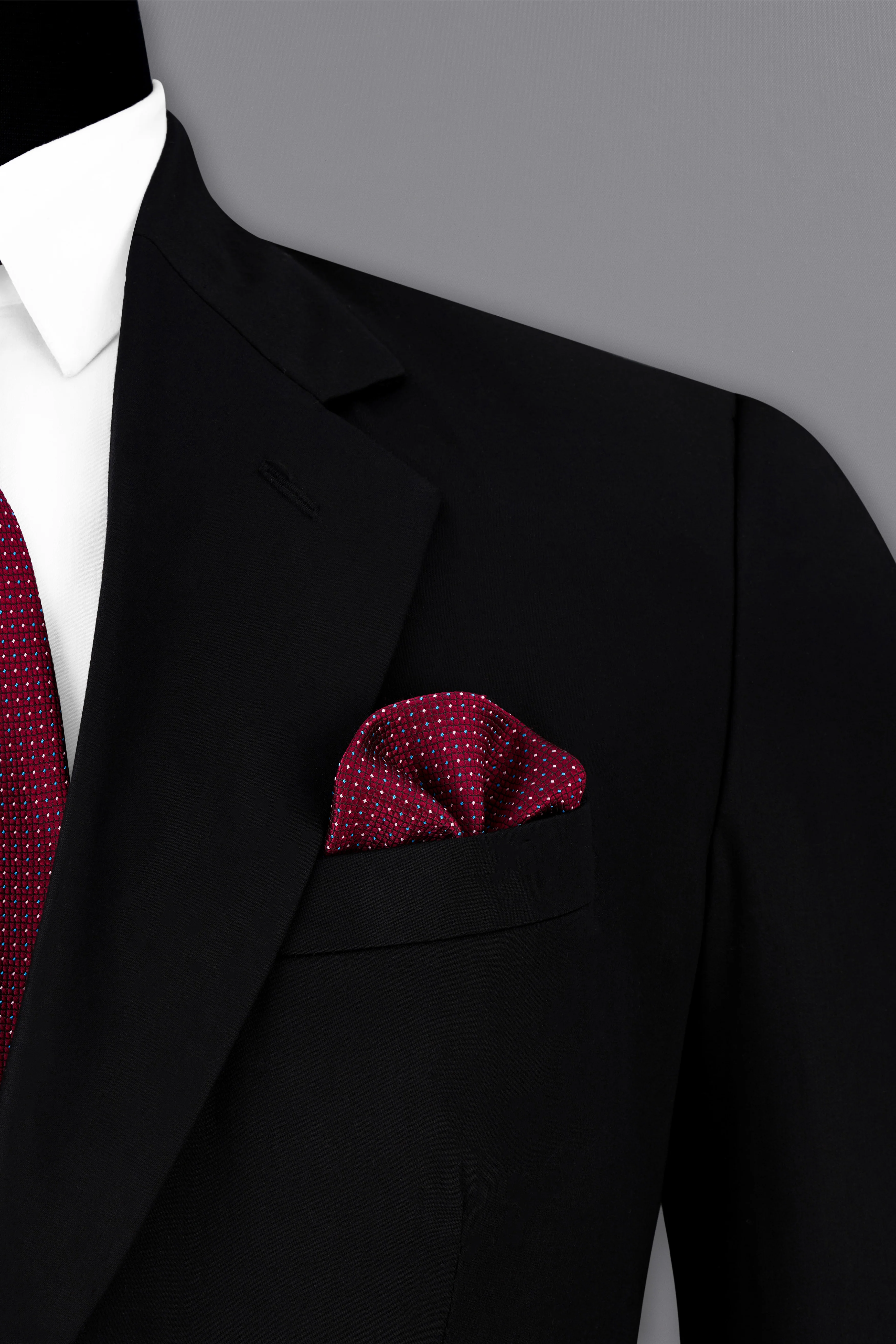 Jade Black Patch Work Designer Blazer with Belt Closure - Image 6