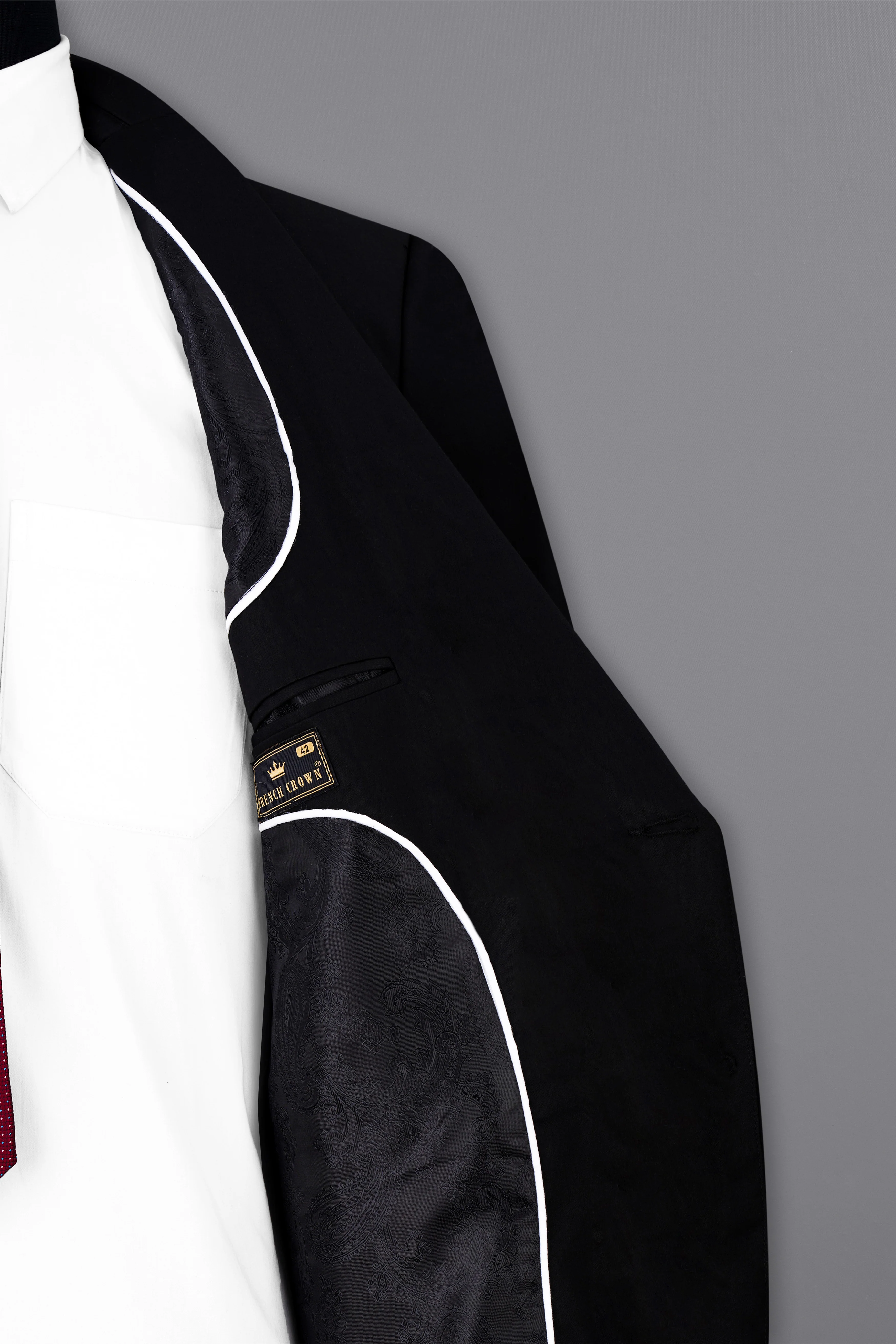 Jade Black Patch Work Designer Blazer with Belt Closure - Image 7