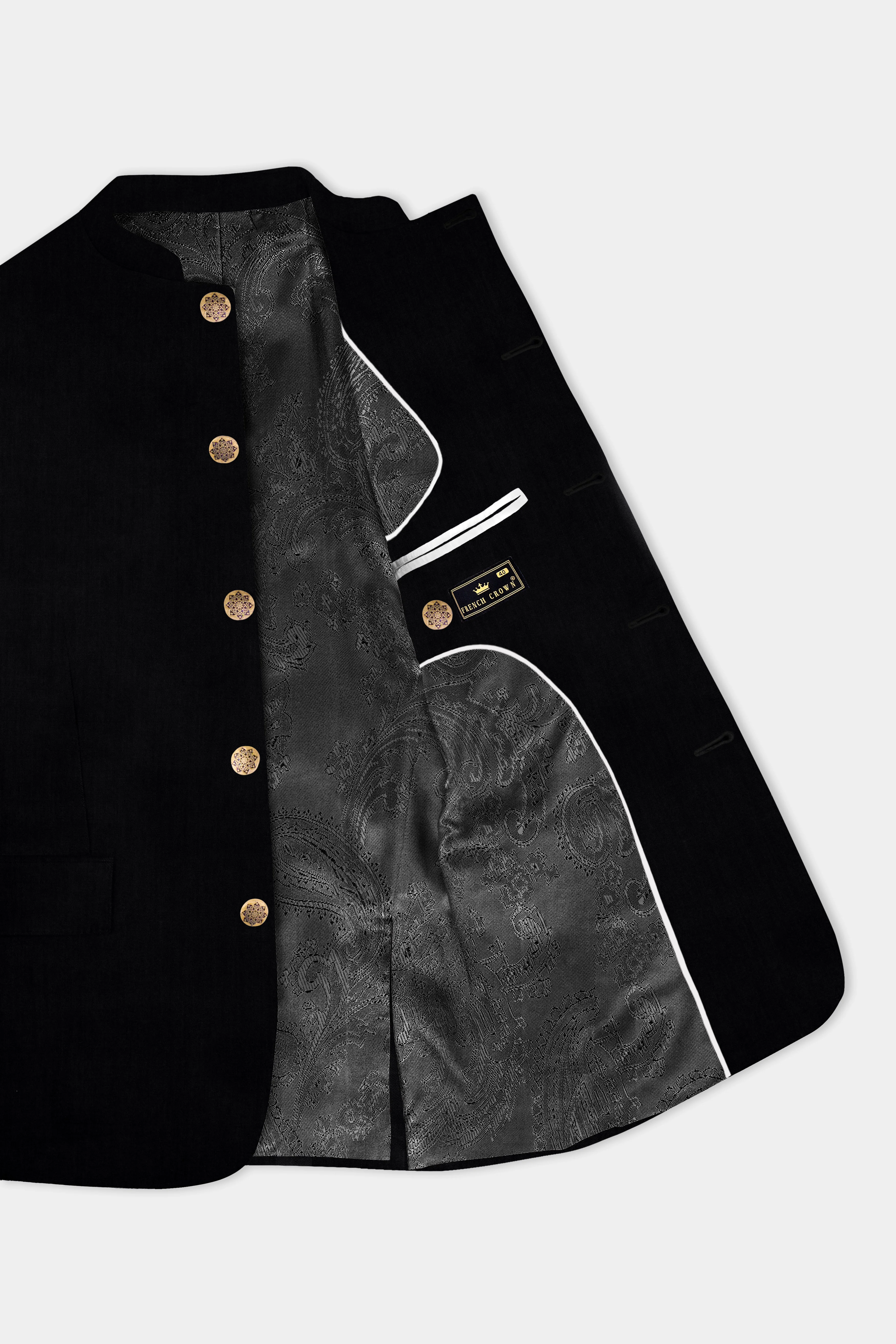 Jade Black Solid Premium Cotton Bandhgala Stretchable Traveler Blazer - Image 4