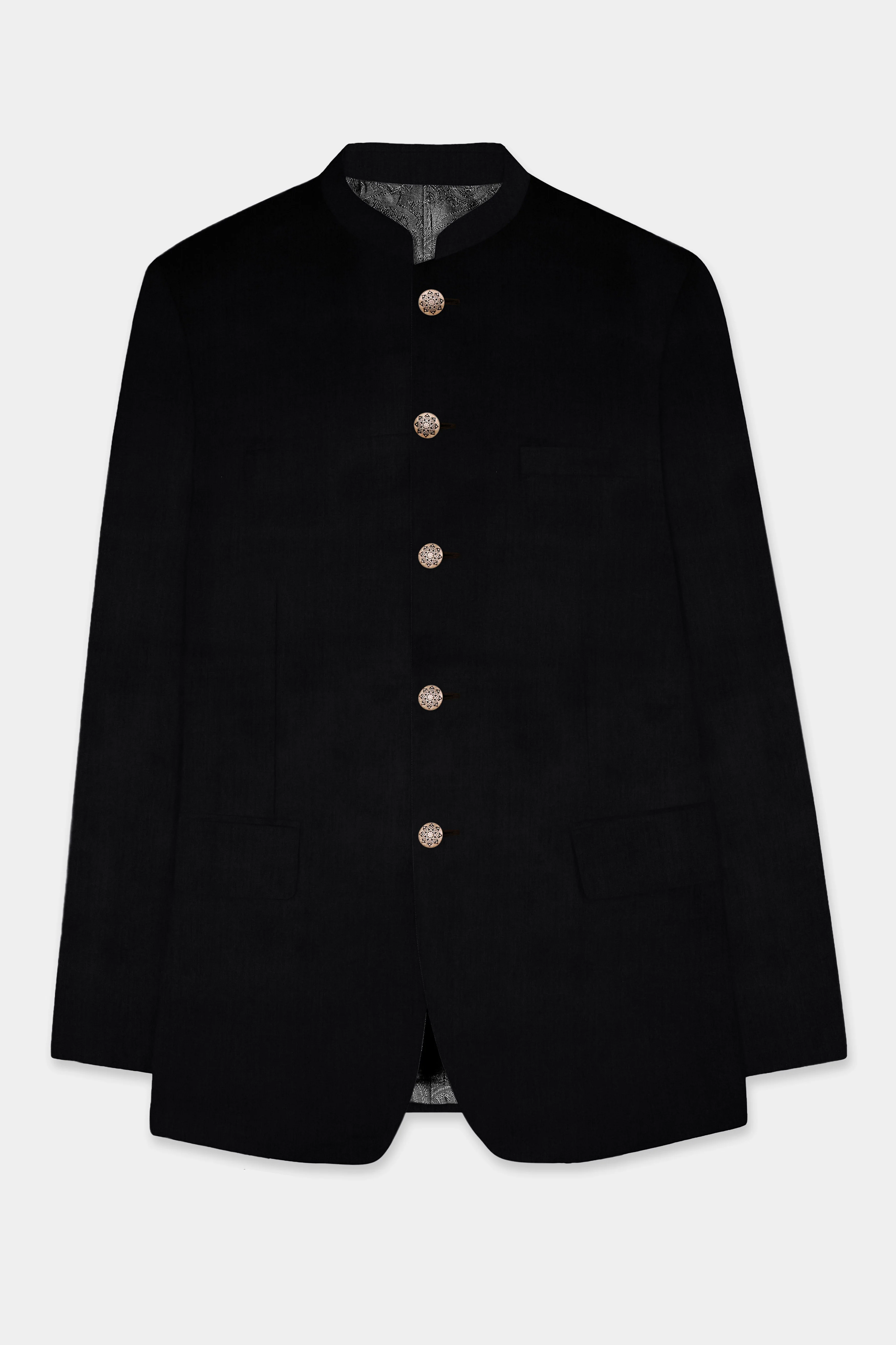 Jade Black Solid Premium Cotton Bandhgala Stretchable Traveler Blazer - Image 5