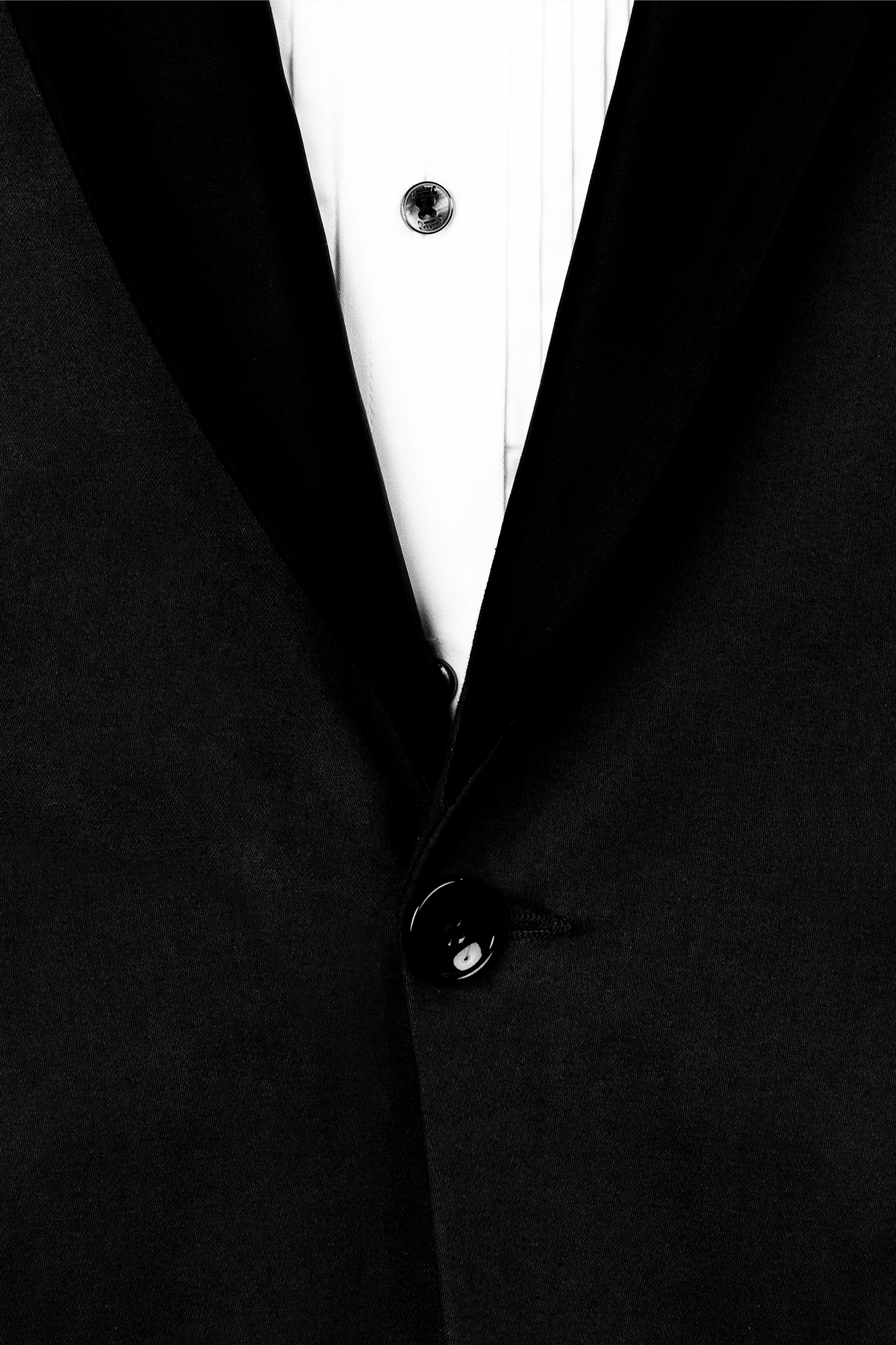 Jade Black Stretchable Premium Cotton Tuxedo traveler Blazer - Image 4