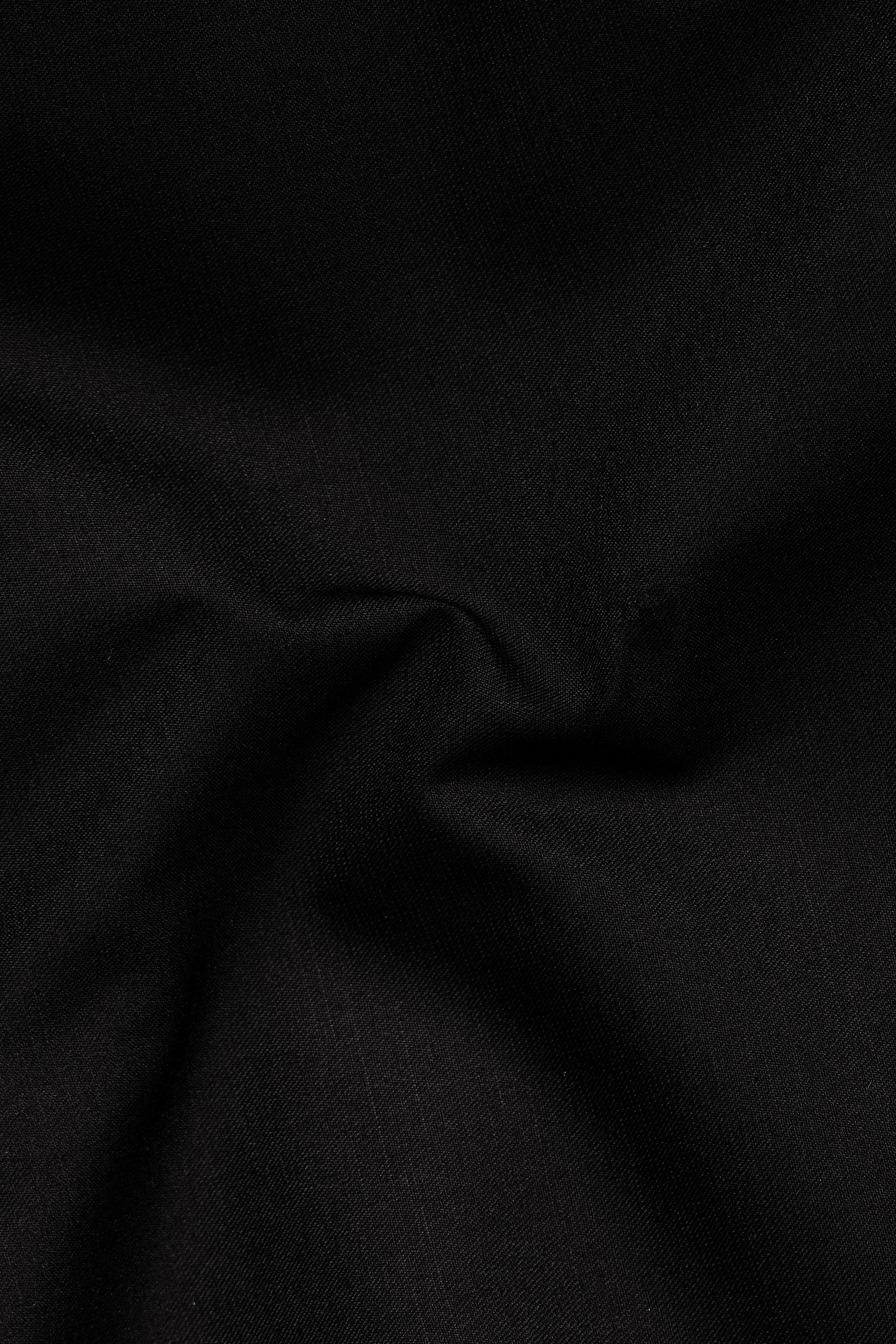 Jade Black Stretchable Subtle Sheen With horizontal stitches Bandhgala Designer Blazer - Image 3