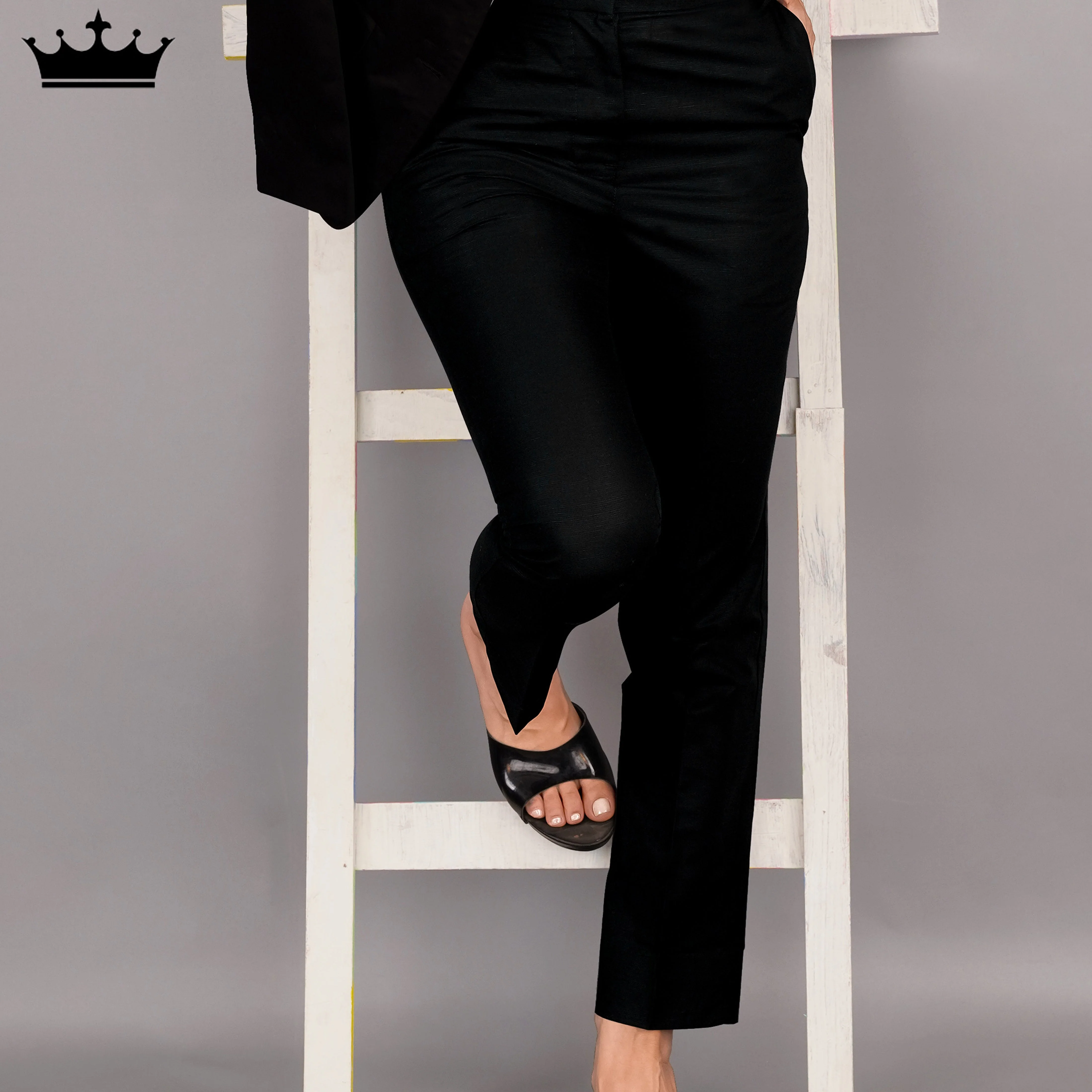 Jade Black with White Borders Premium Cotton Women's Pant - Image 6