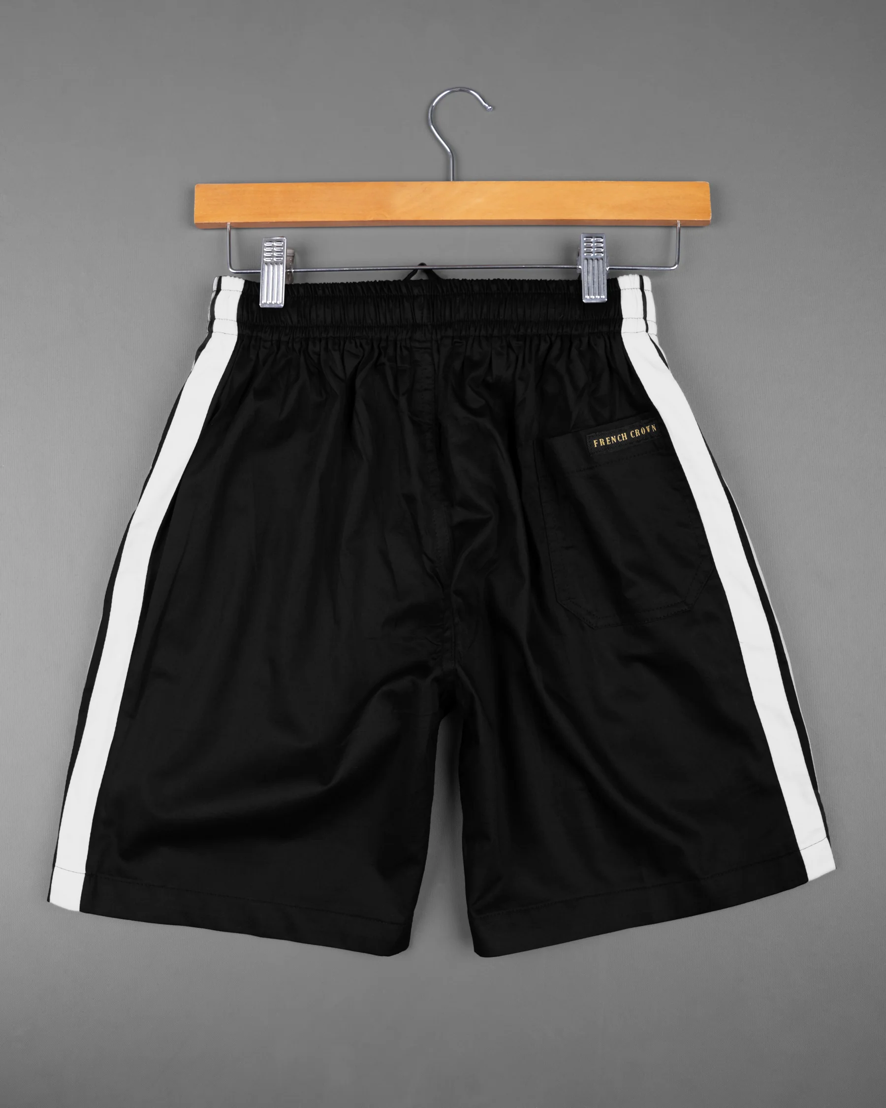 Jade Black with White Striped  Super Soft Premium Cotton Designer Shorts - Image 5