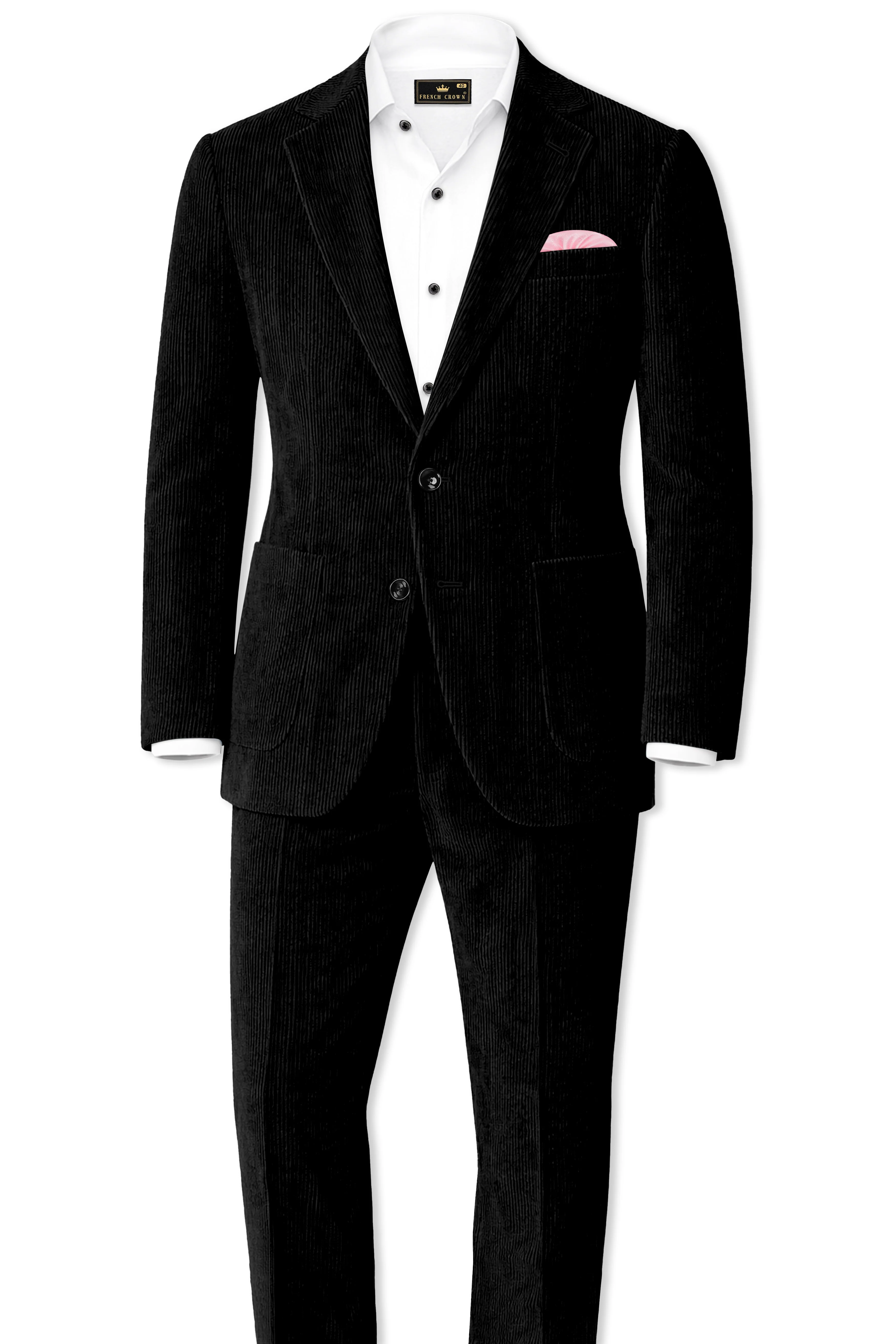 Jadenzo-Jade Black Corduroy Single Breasted Sports Suit - Image 4