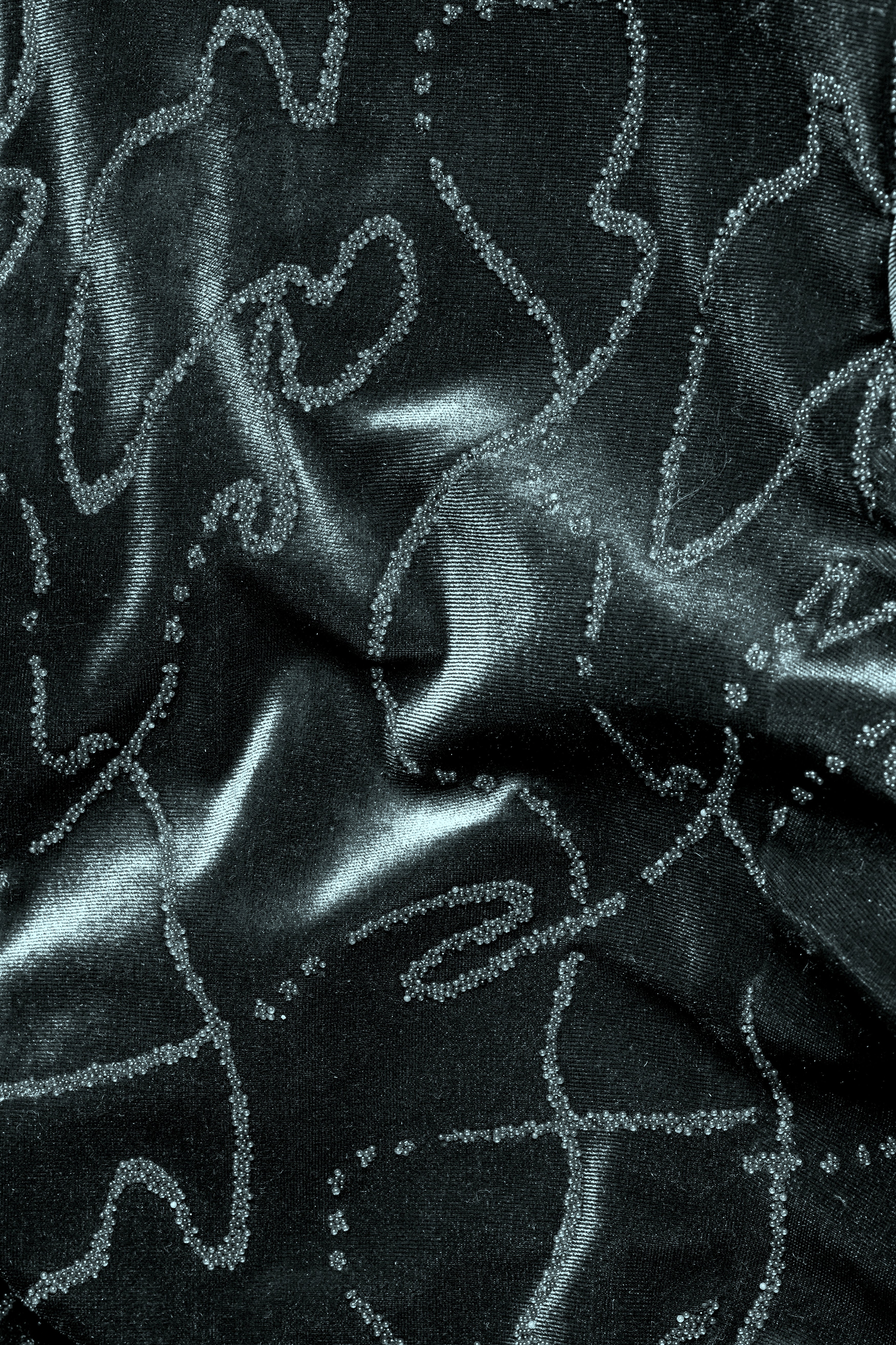 Kombu Green Stonework Velvet Designer Nehru Jacket - Image 3