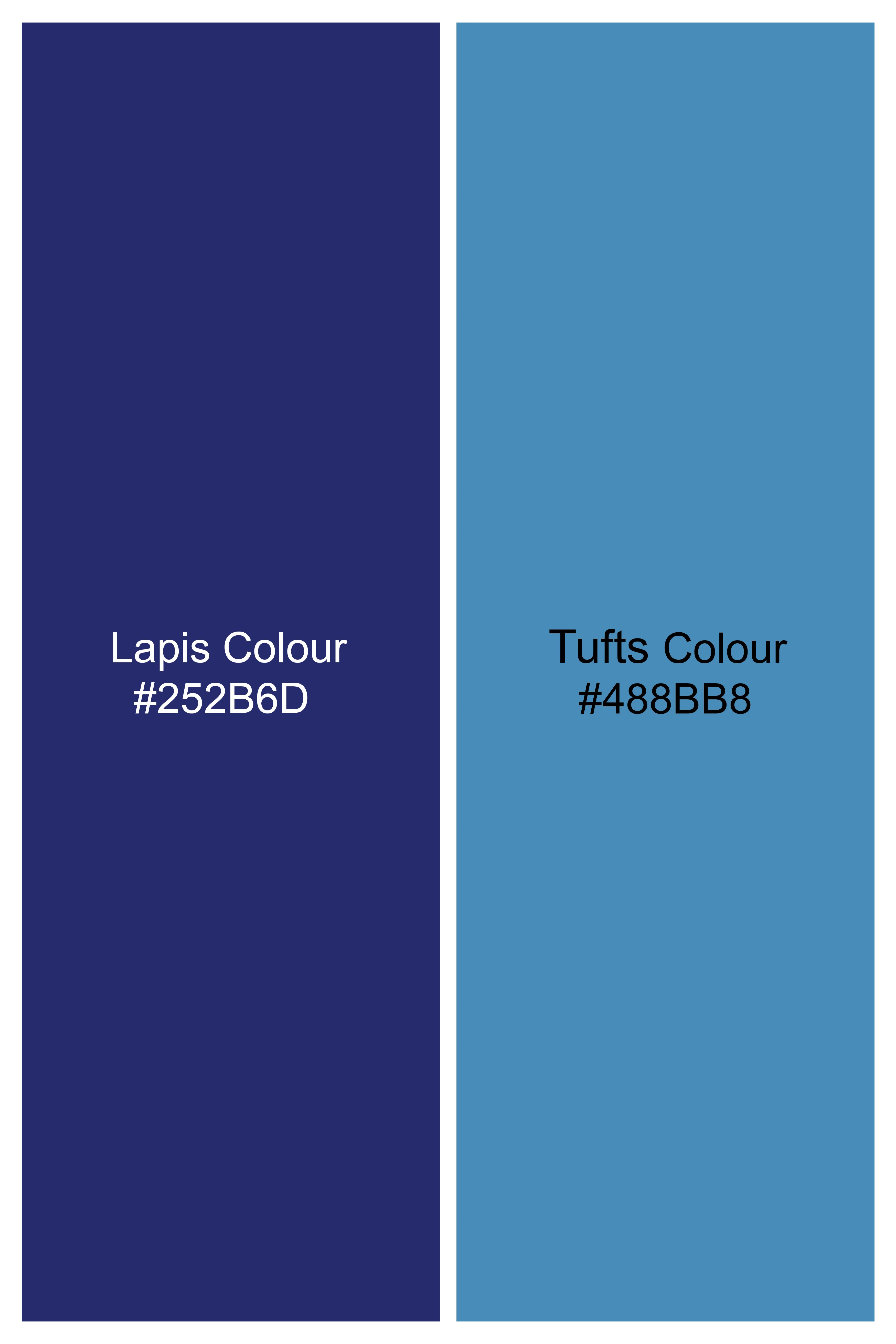 Lapis Blue Windowpane Wool Rich Double Breasted Blazer - Image 7