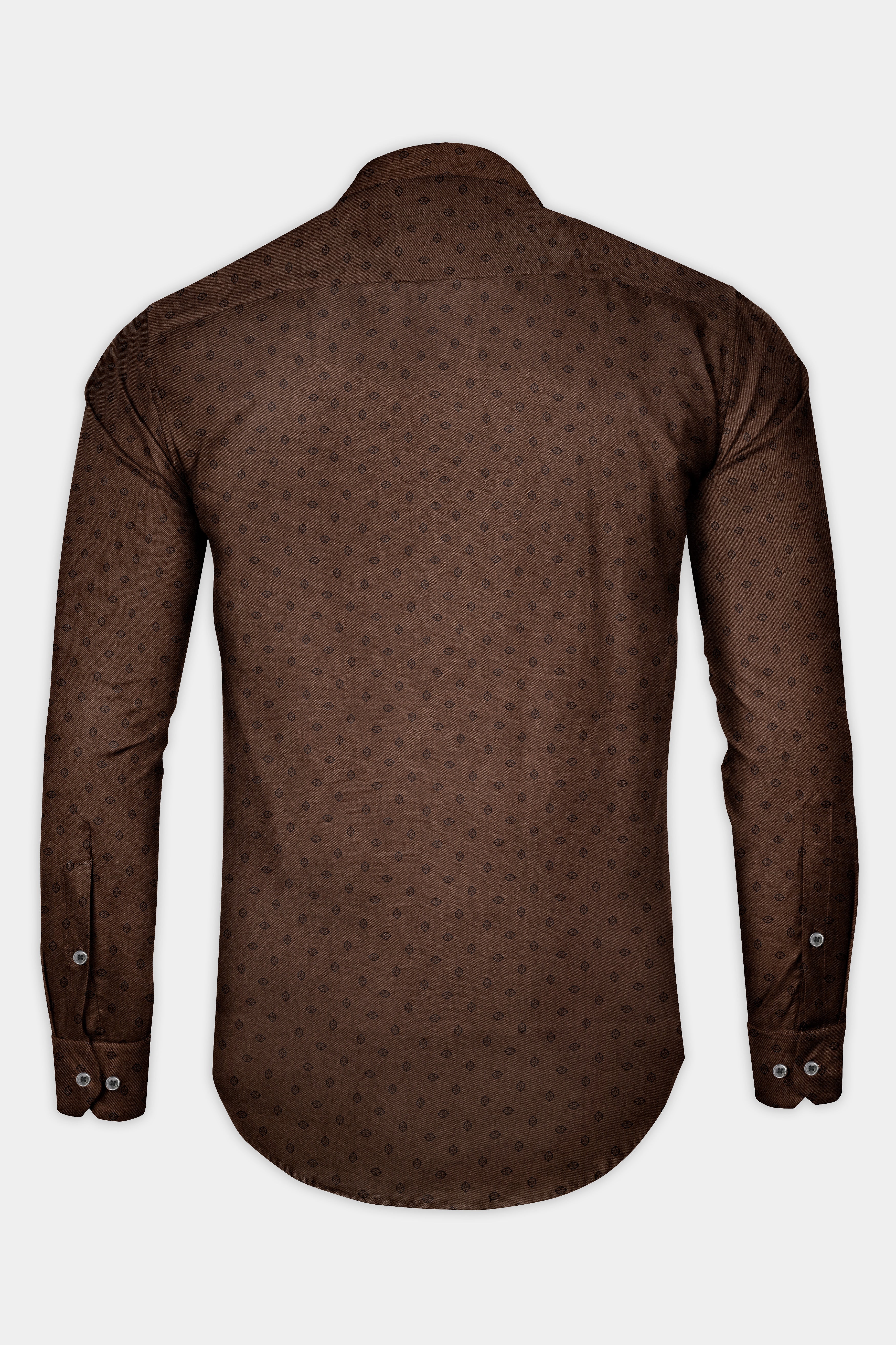 Lisbon Brown Twill Printed Premium Cotton Shirt - Image 5