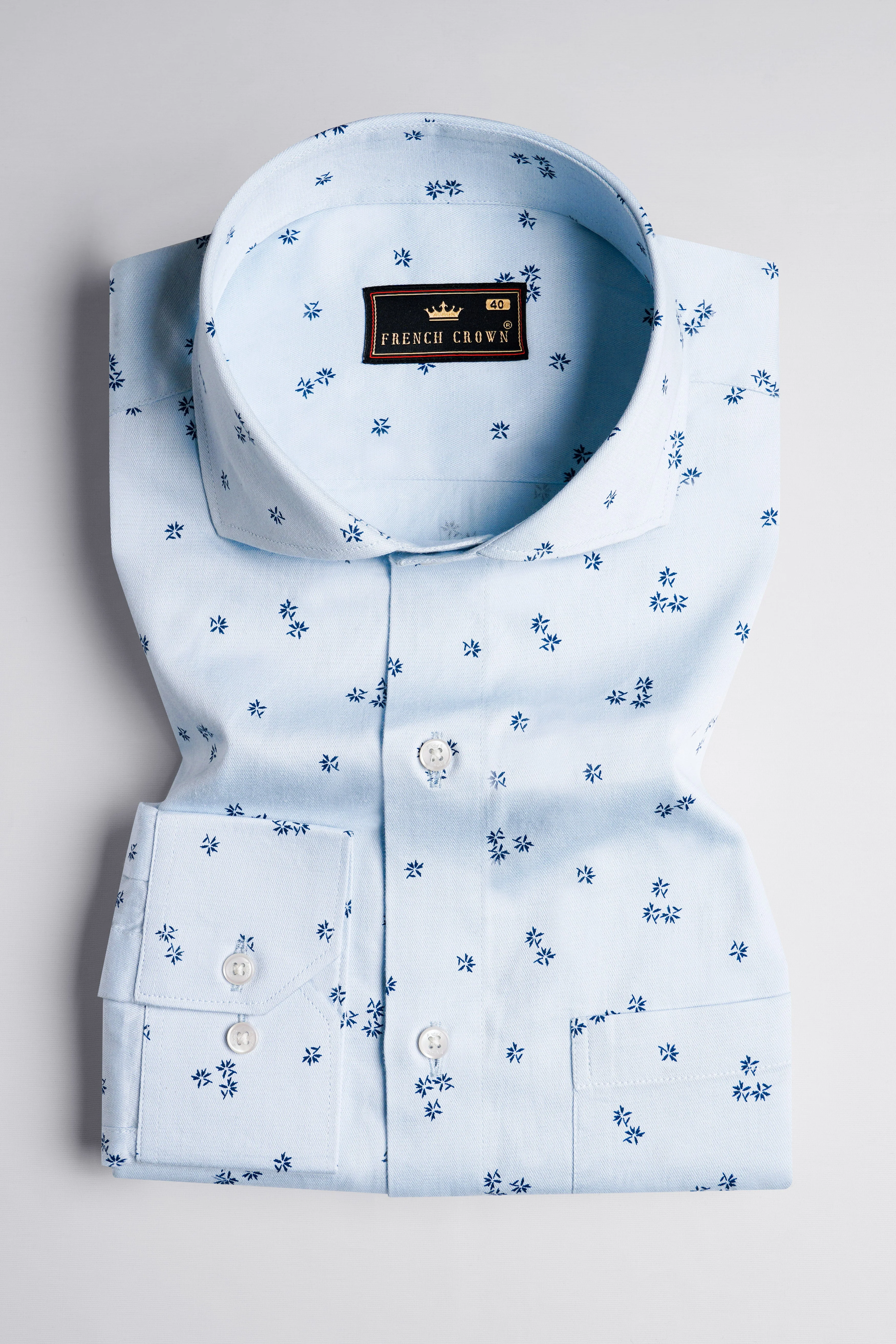 Loblolly with Cobalt Blue Dobby Textured Premium Giza Cotton Shirt - Image 4