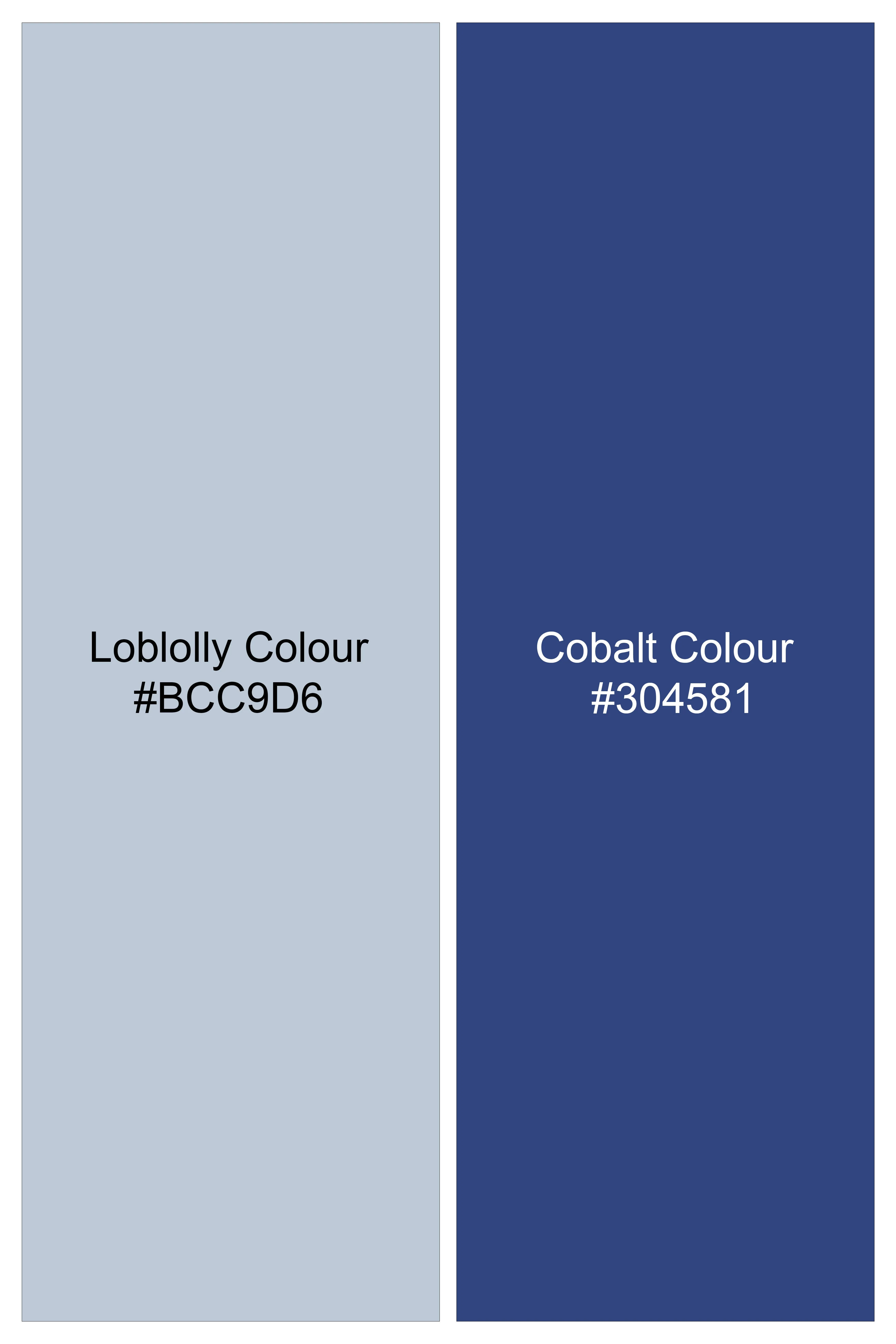 Loblolly with Cobalt Blue Dobby Textured Premium Giza Cotton Shirt - Image 6