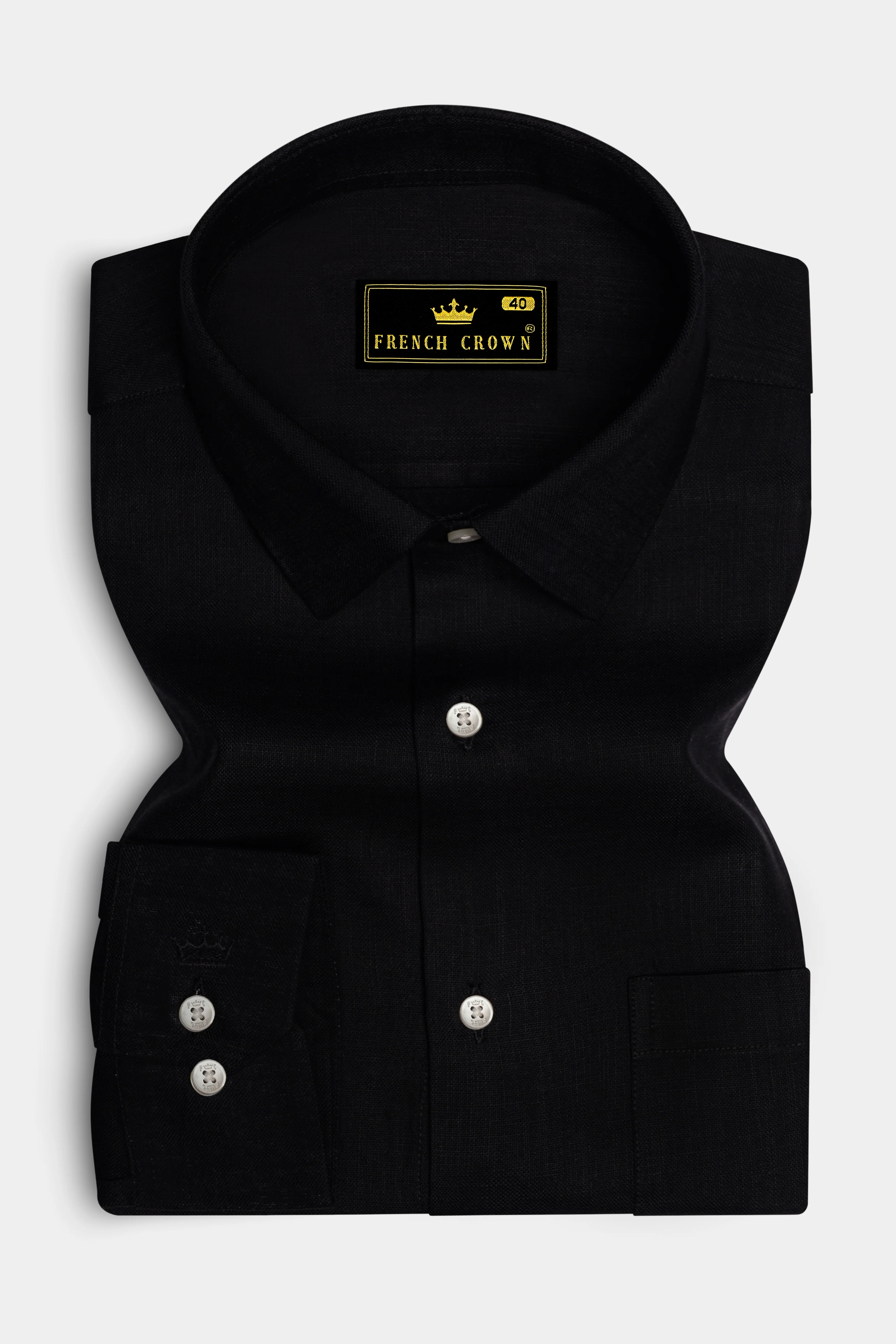 Midnight Black Luxurious Linen SHIRT - Image 4