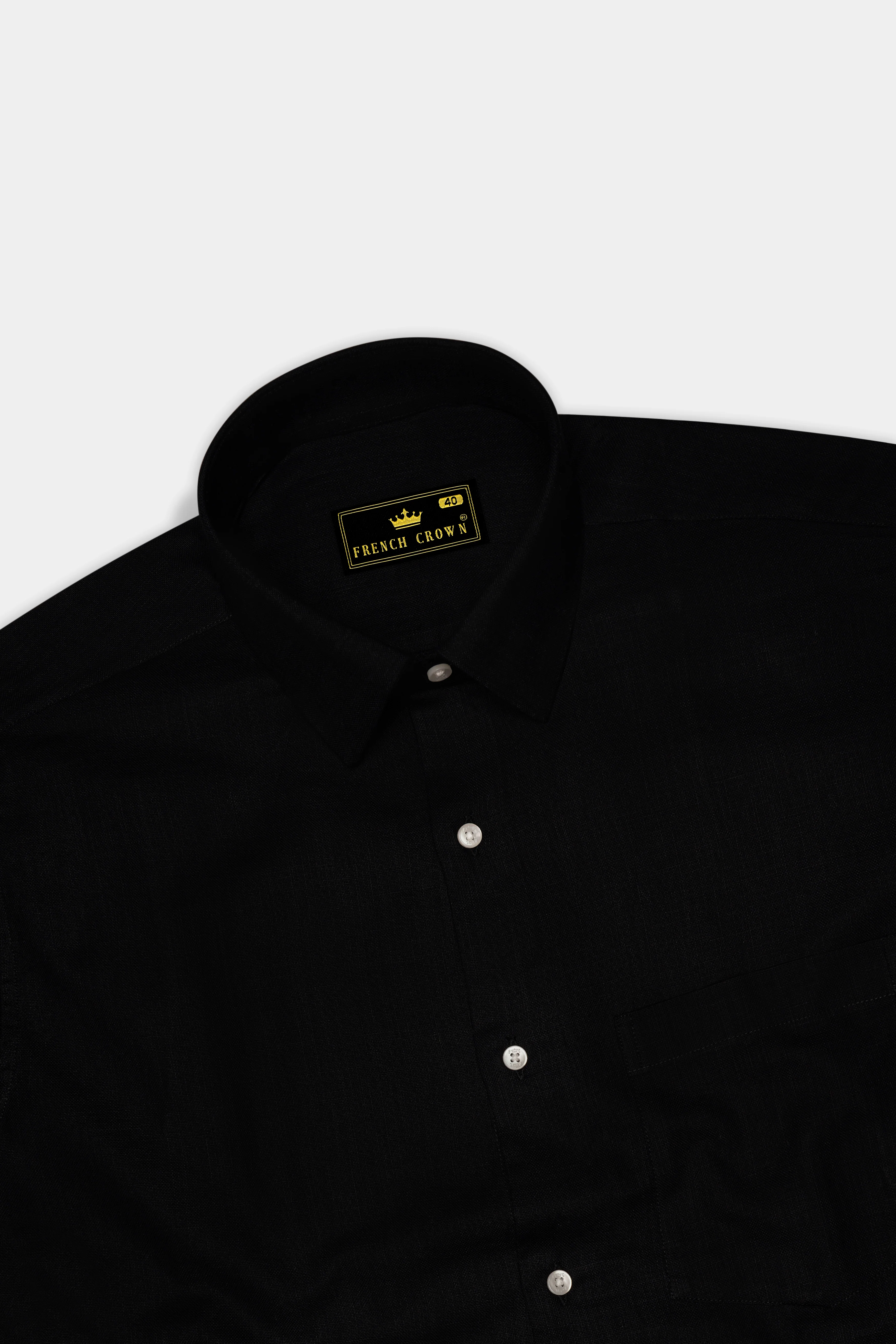 Midnight Black Luxurious Linen SHIRT - Image 5