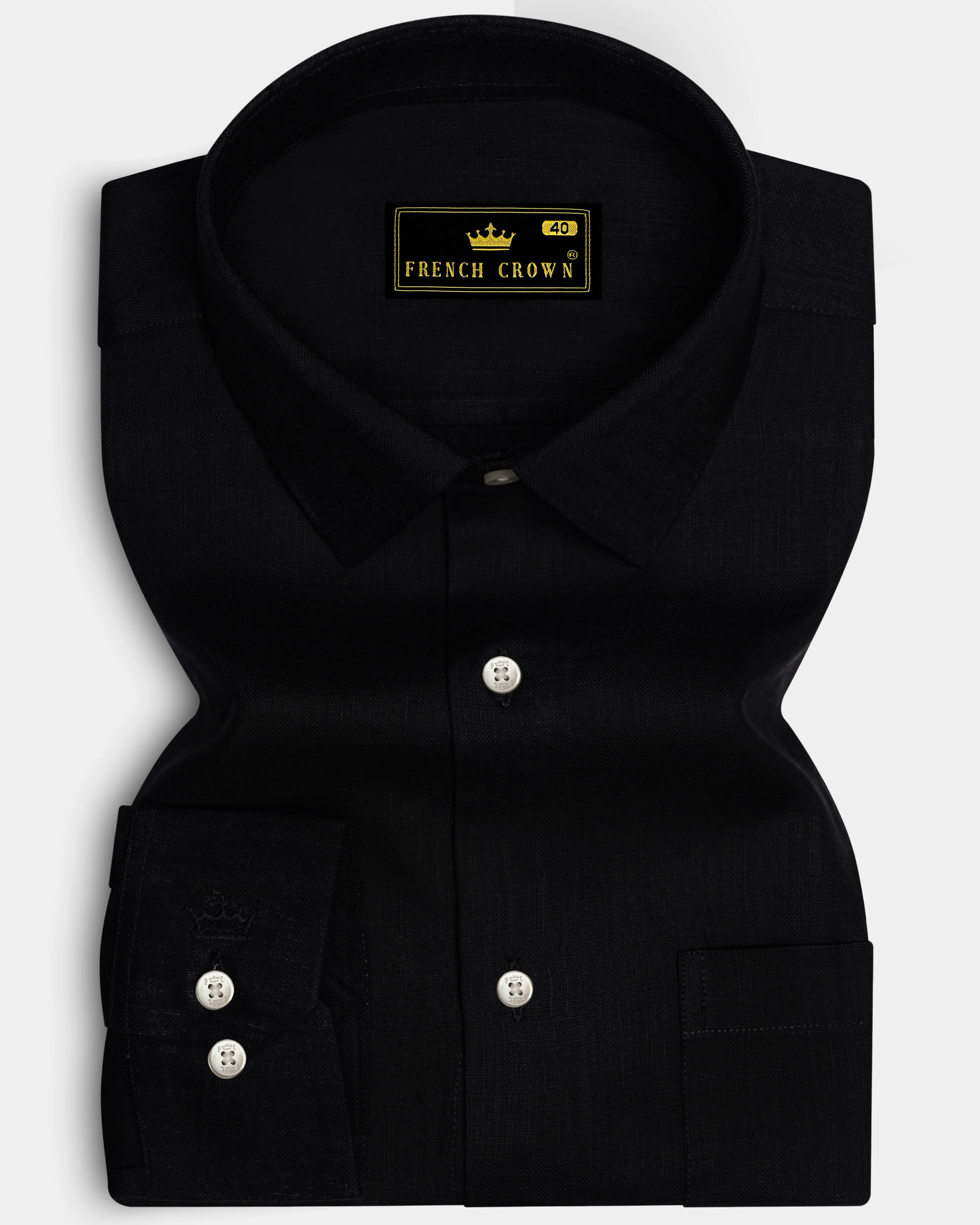 Midnight Black Luxurious Linen SHIRT - Image 6