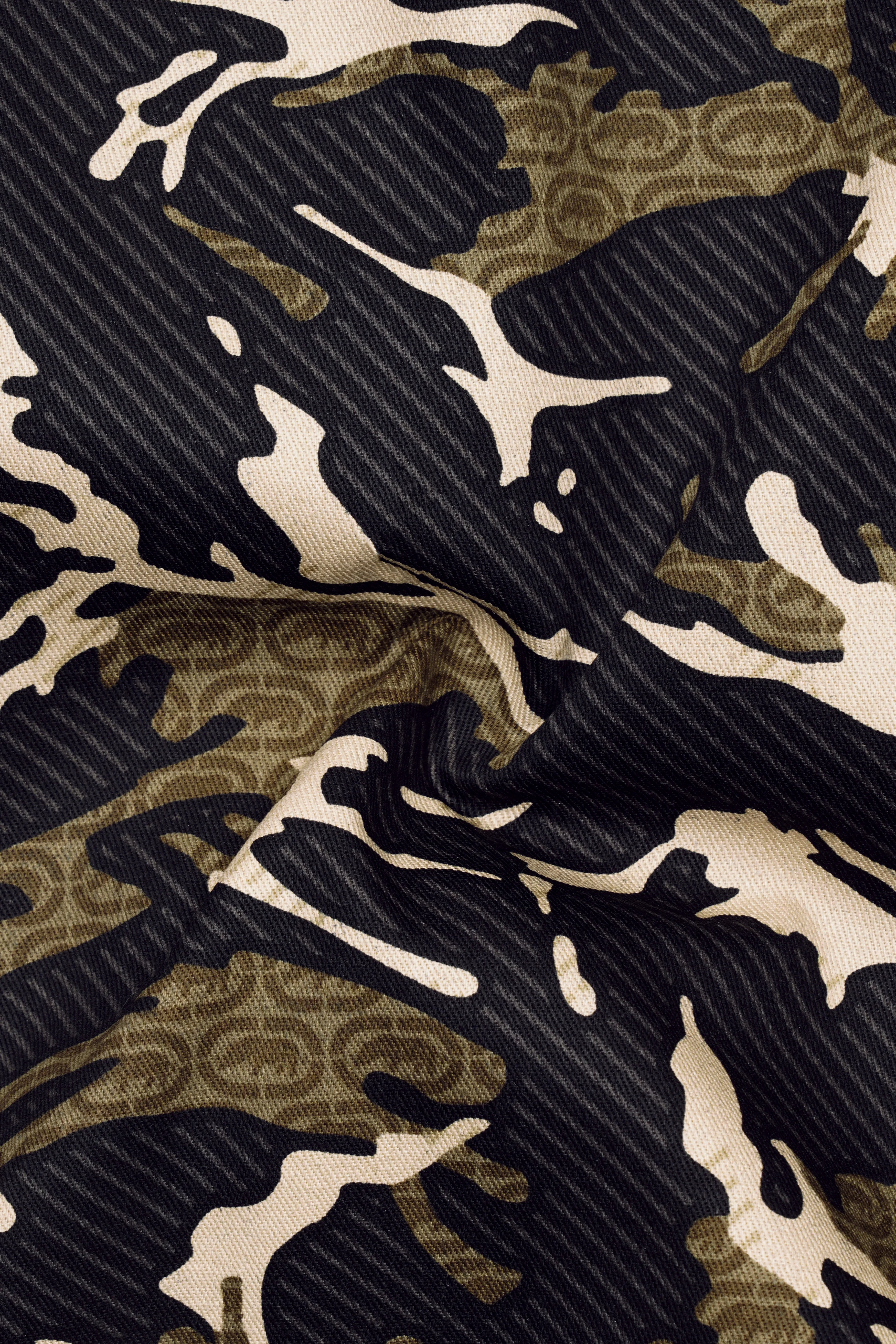 Mirage Black and Sage Green Printed Premium Cotton Single-Breasted Blazer - Image 3