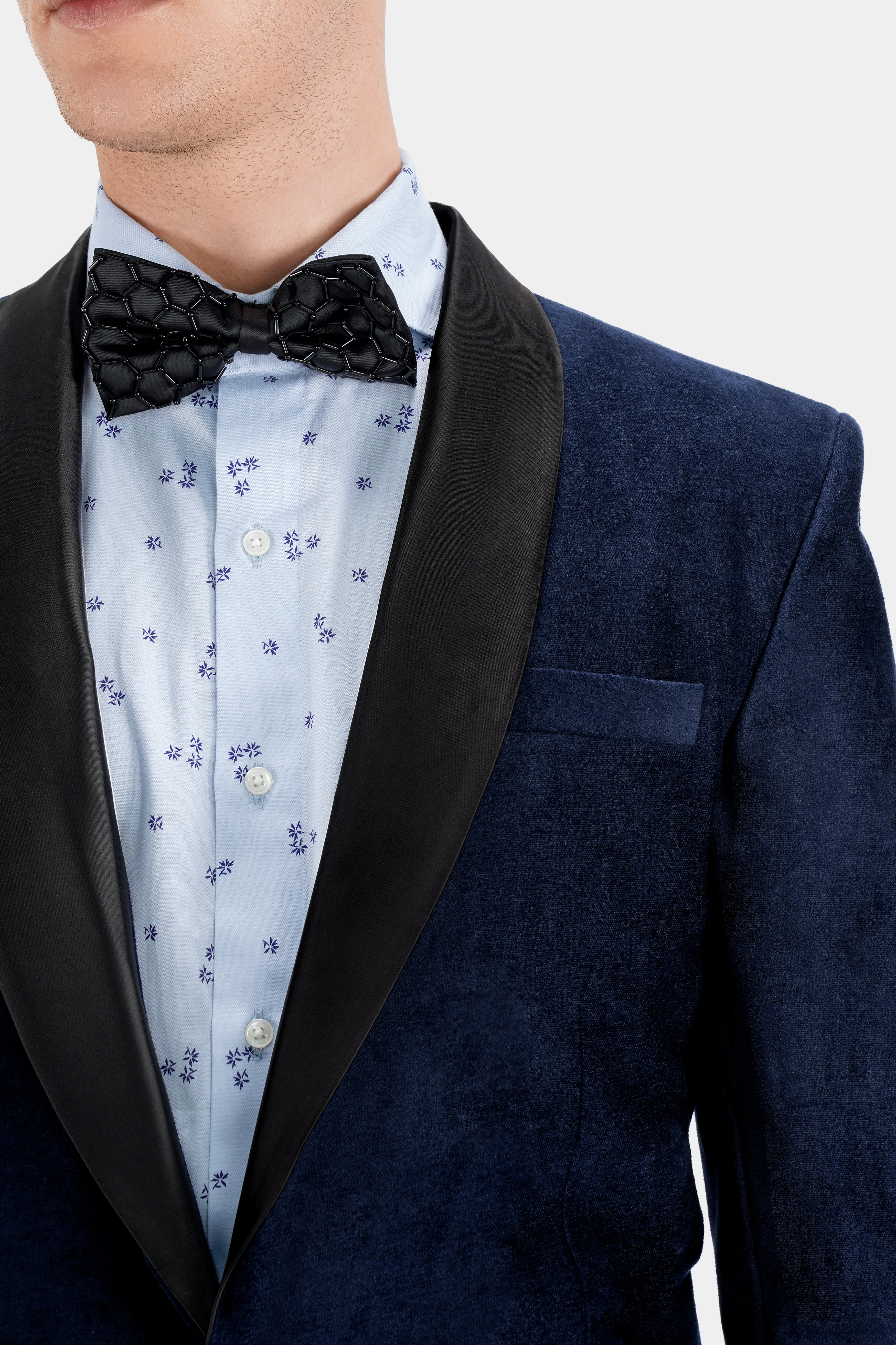 Mirage Blue Single Breasted Tuxedo Blazer - Image 5