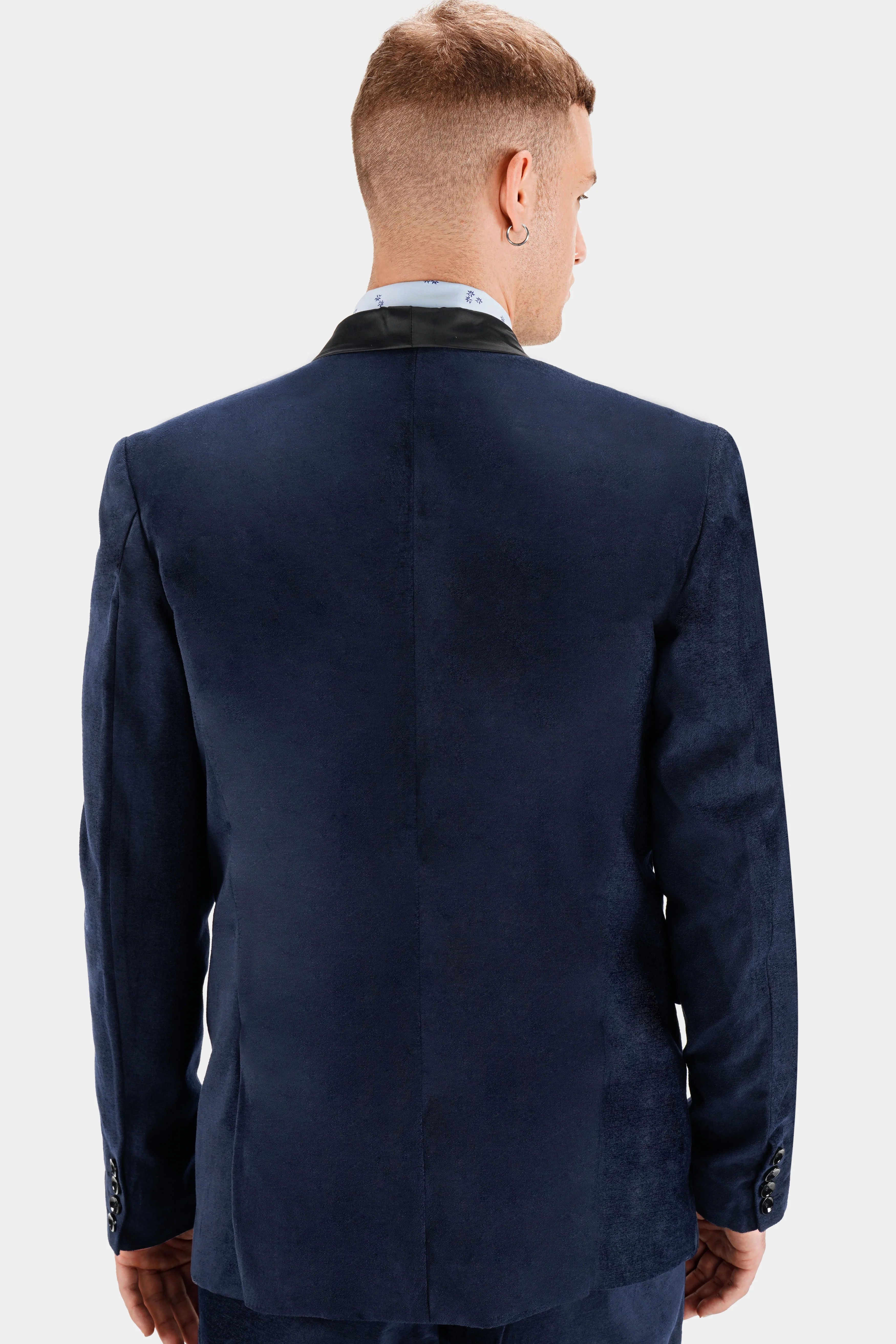 Mirage Blue Single Breasted Tuxedo Blazer - Image 7