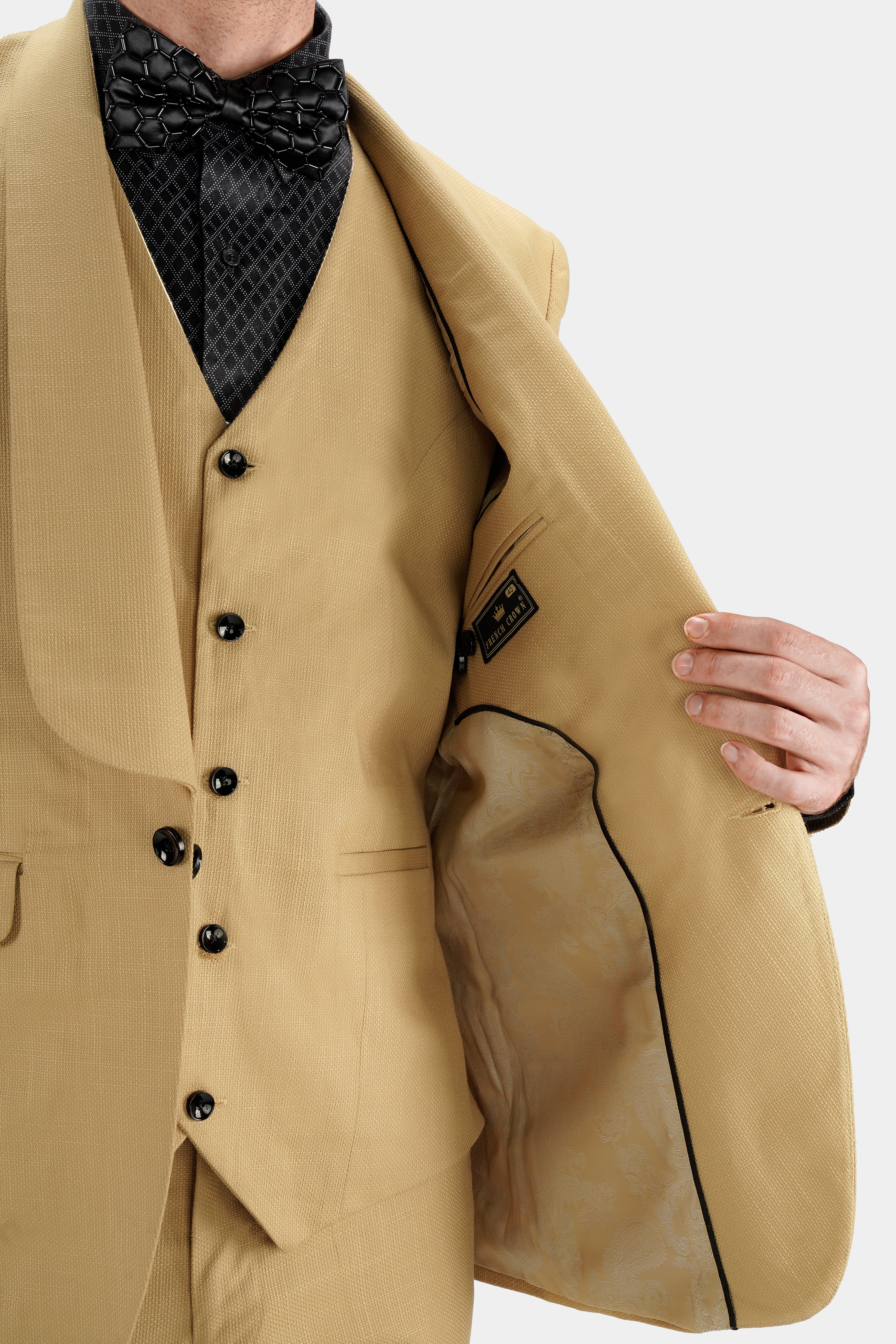 Muesli Brown Wool Rich Designer Blazer - Image 4