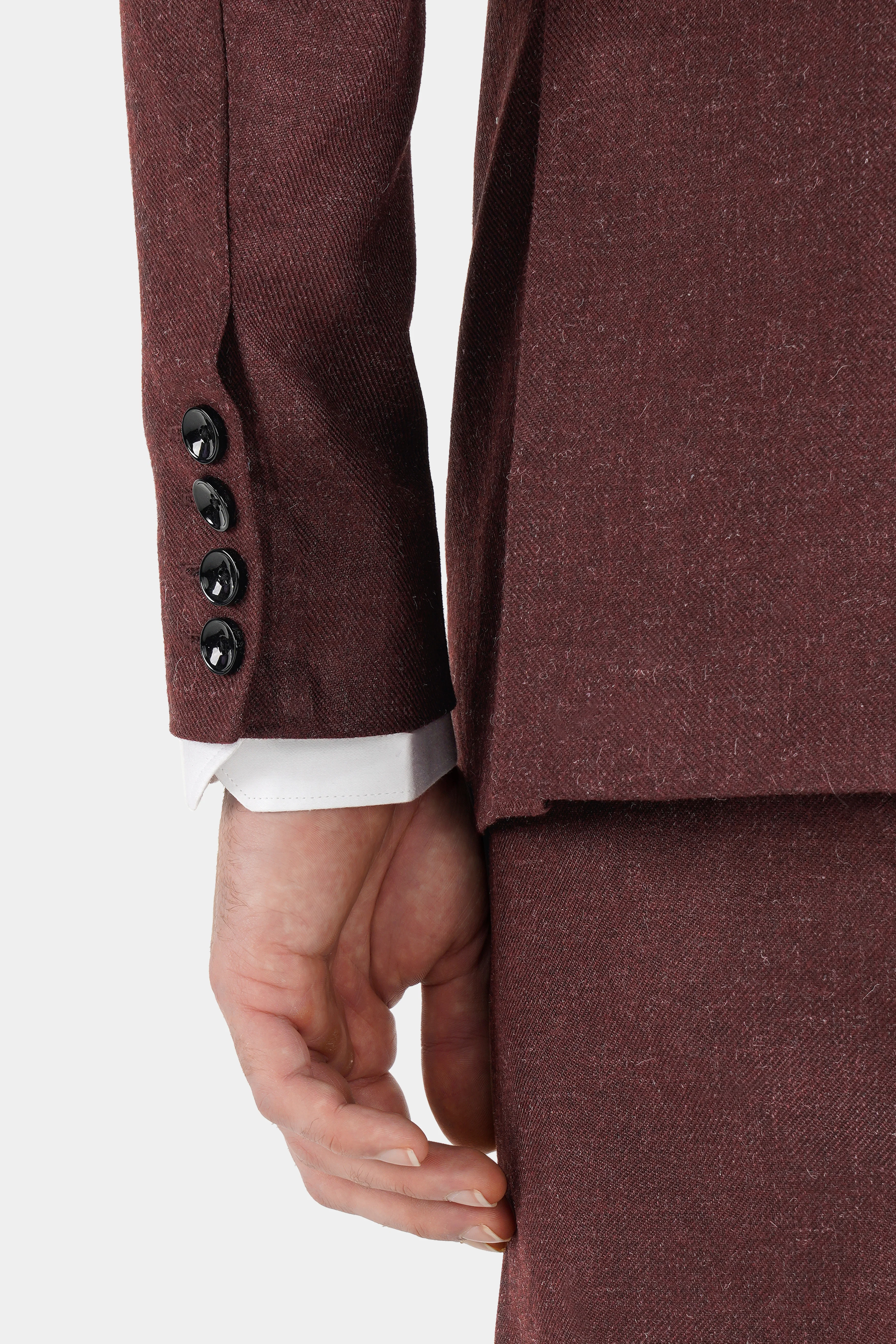 Noir Maroon Tweed Single Breasted Designer Blazer - Image 6