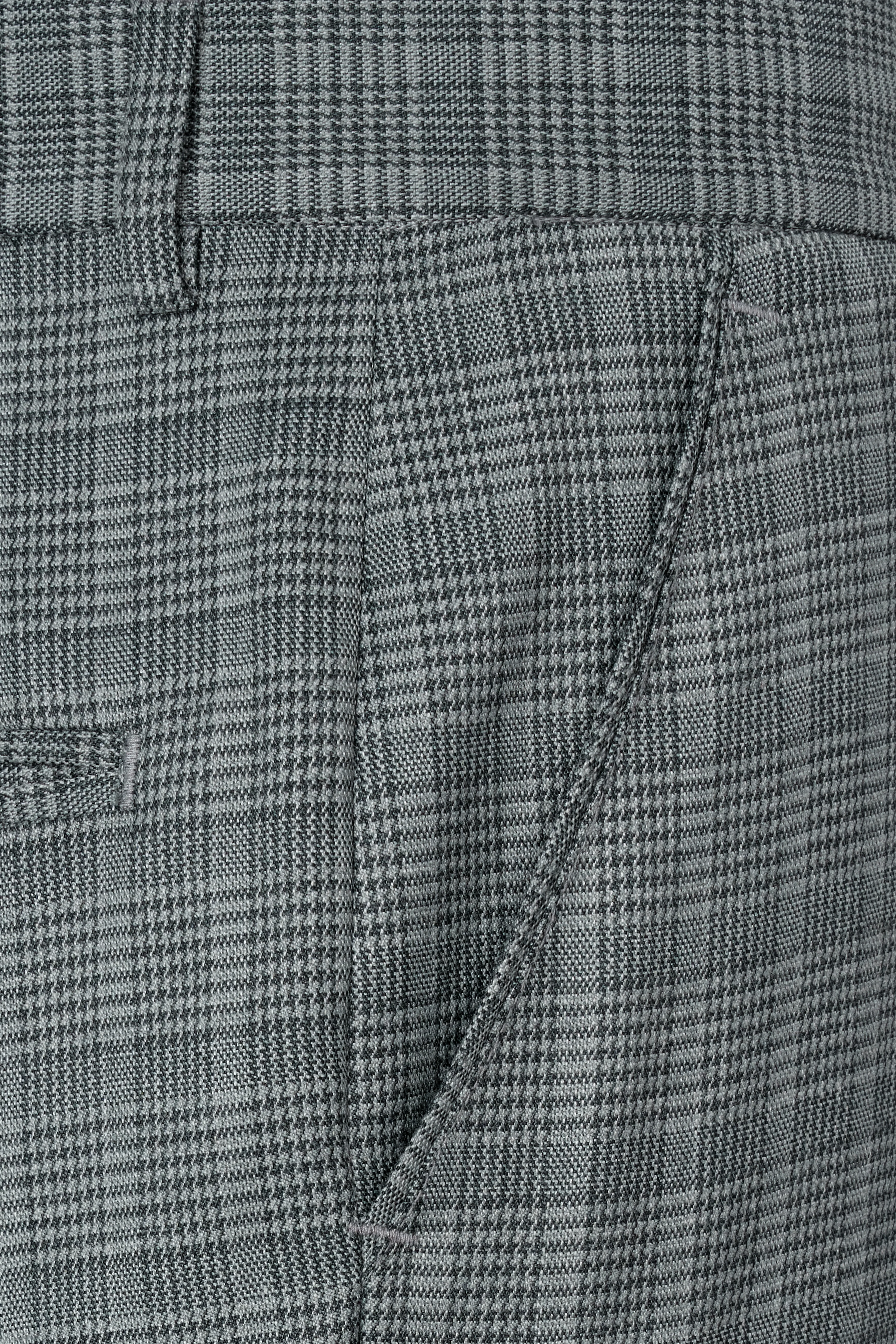 Oslo Gray Checkered Wool Rich Bandhgala Designer Stretchable Traveler Suit - Image 9