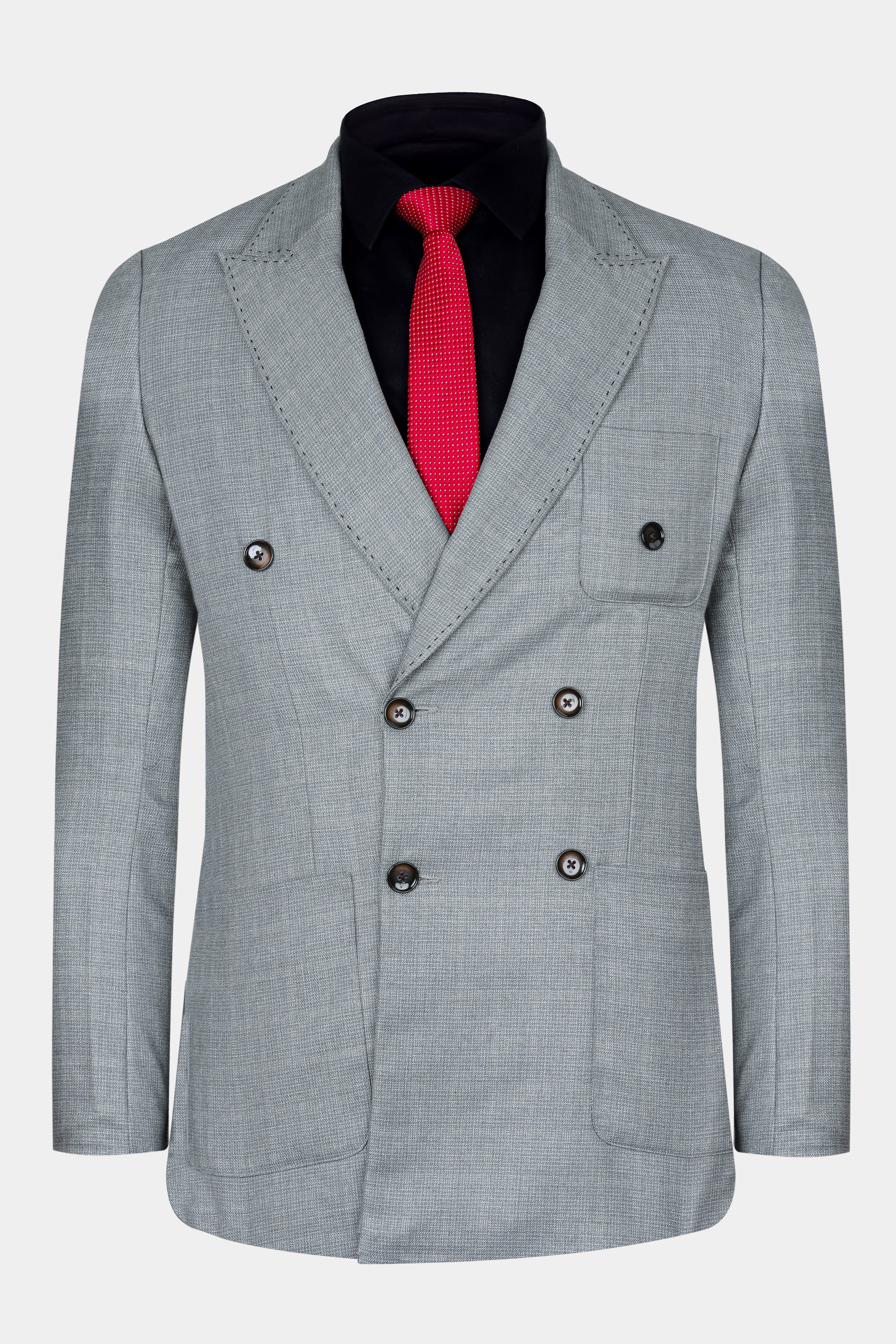 Oslo Gray Double Breasted Wool Rich Sports Blazer - Image 2