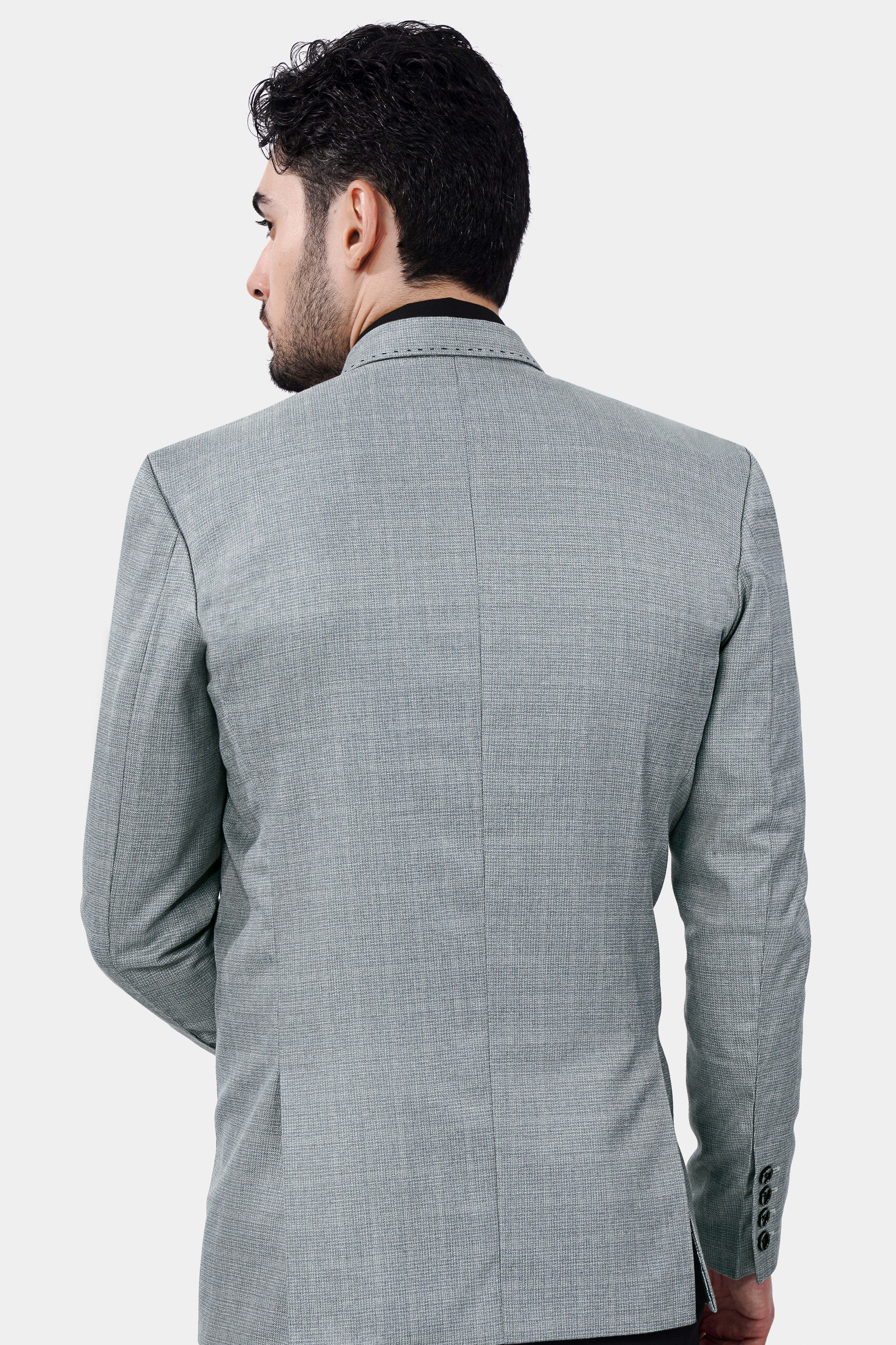 Oslo Gray Double Breasted Wool Rich Sports Blazer - Image 5