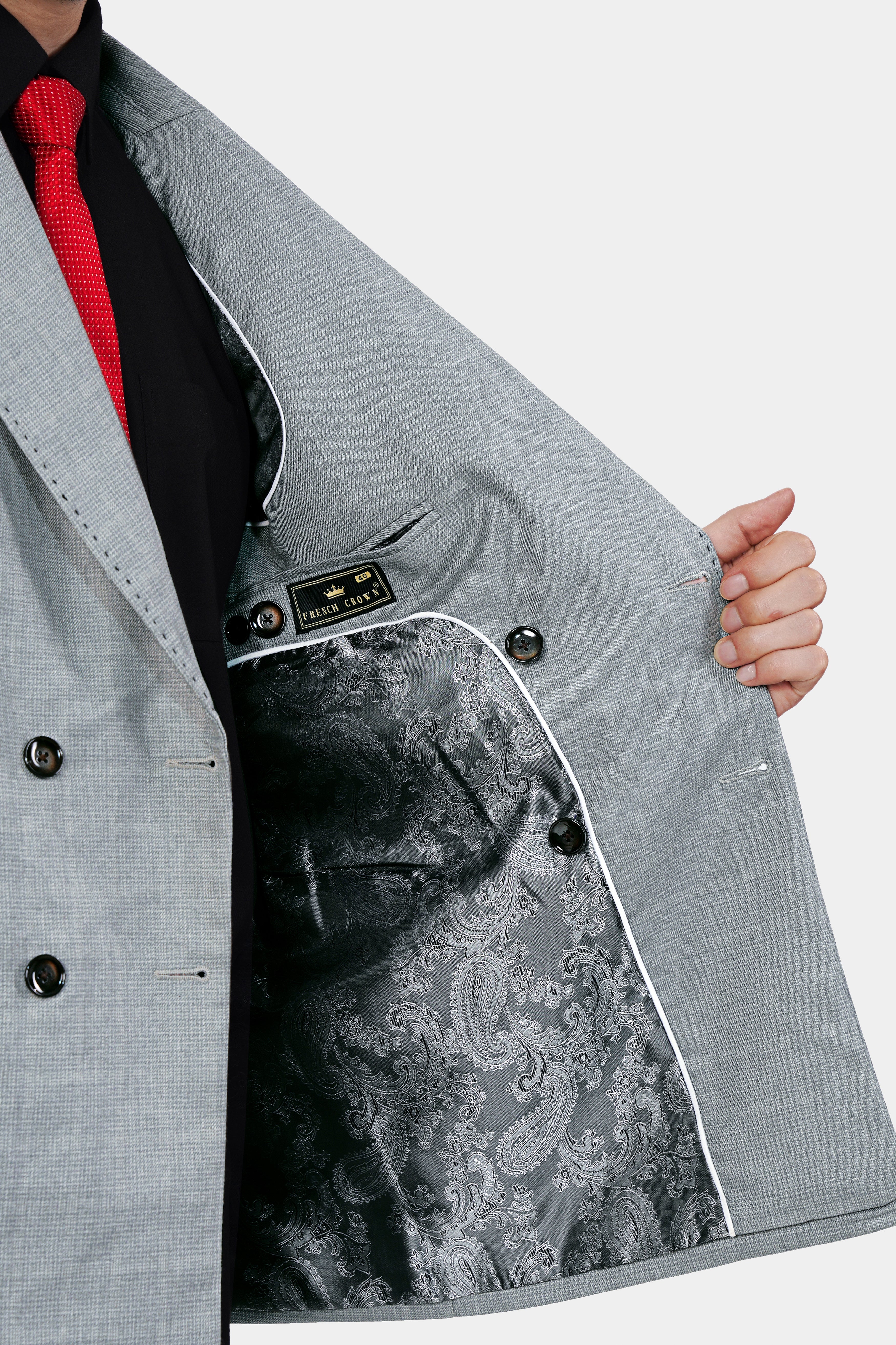 Oslo Gray Double Breasted Wool Rich Sports Blazer - Image 6