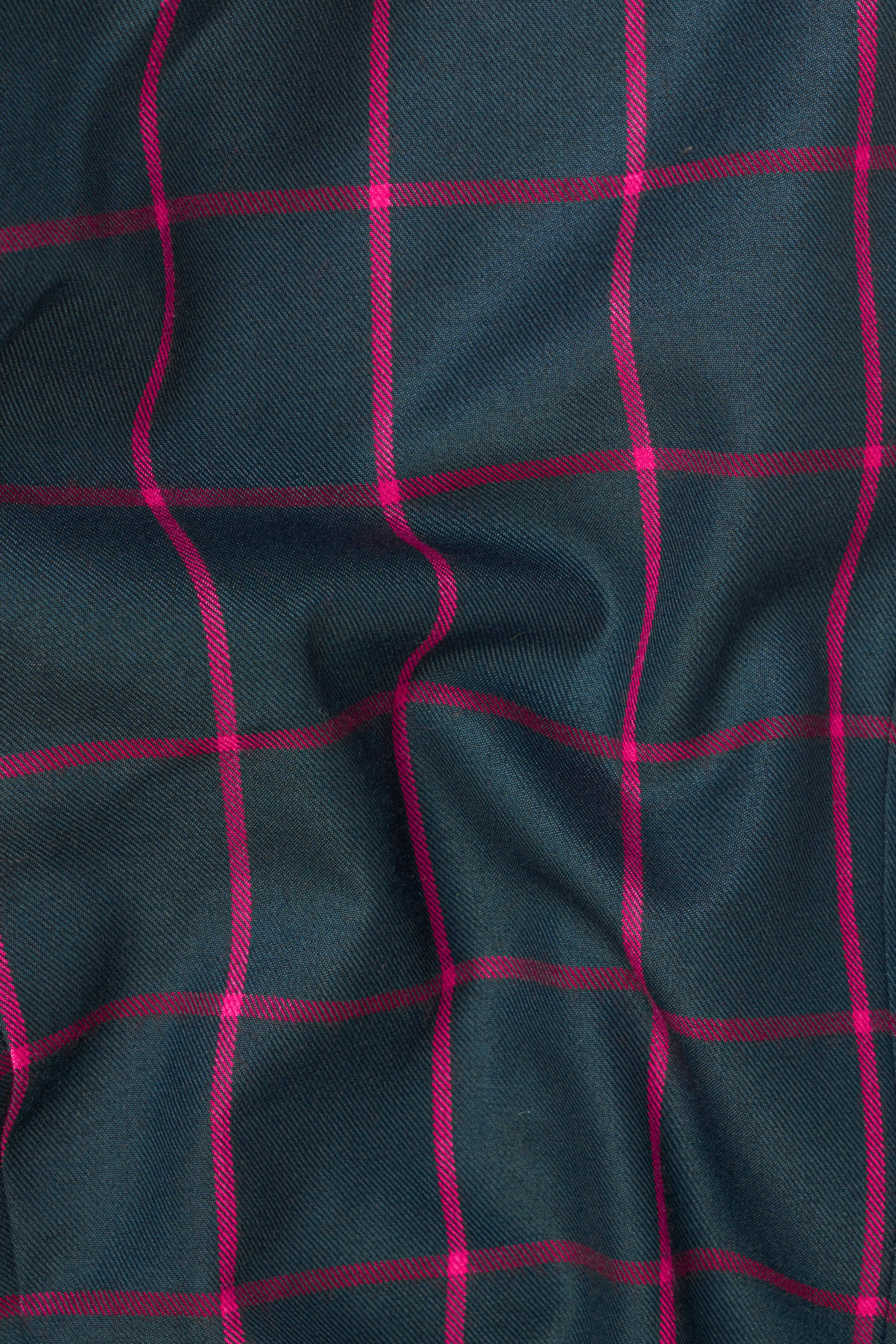 Outer Space Gray and Rouge Pink Windowpane Wool Rich Waistcoat - Image 3