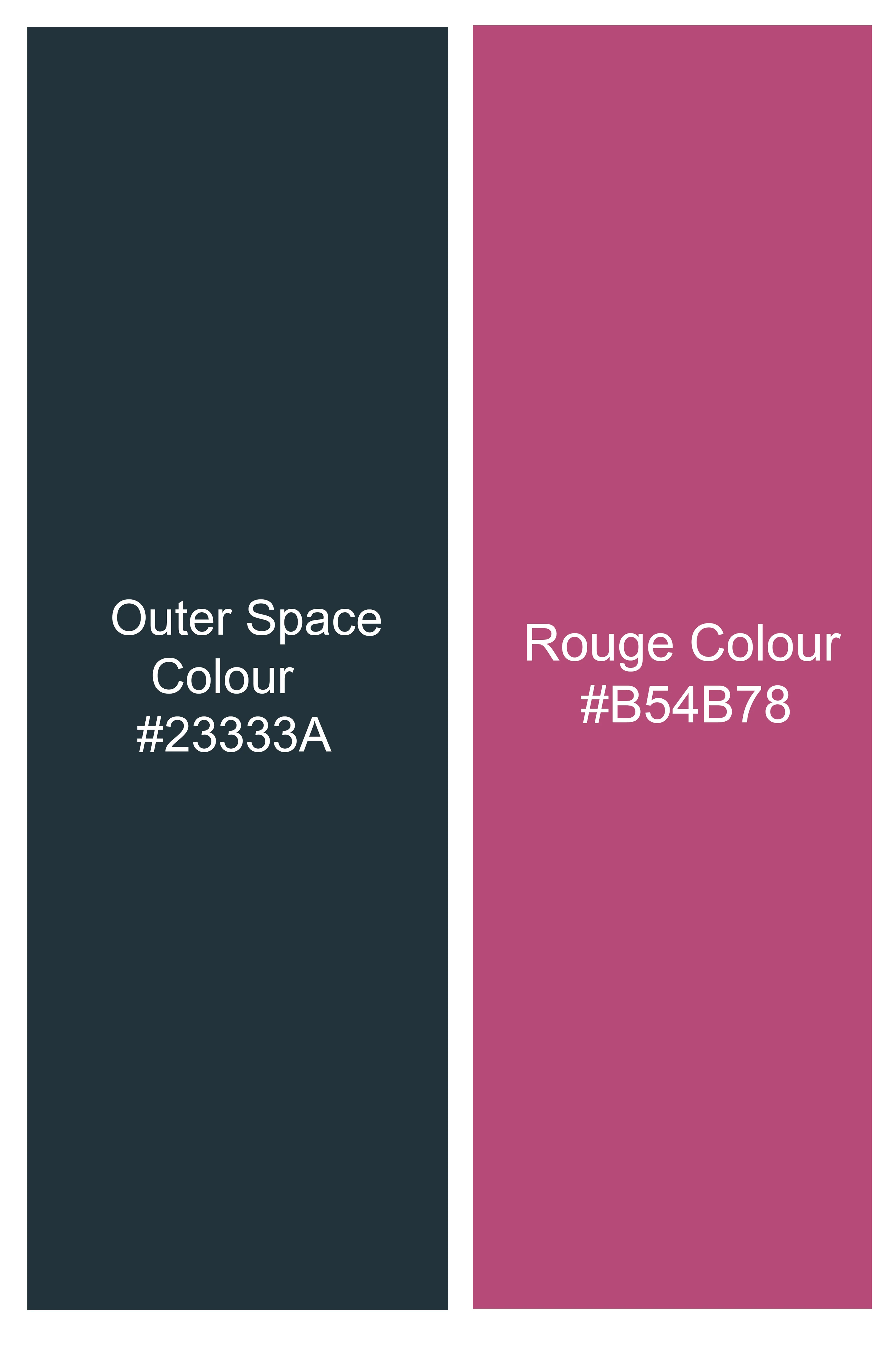 Outer Space Gray and Rouge Pink Windowpane Wool Rich Waistcoat - Image 6