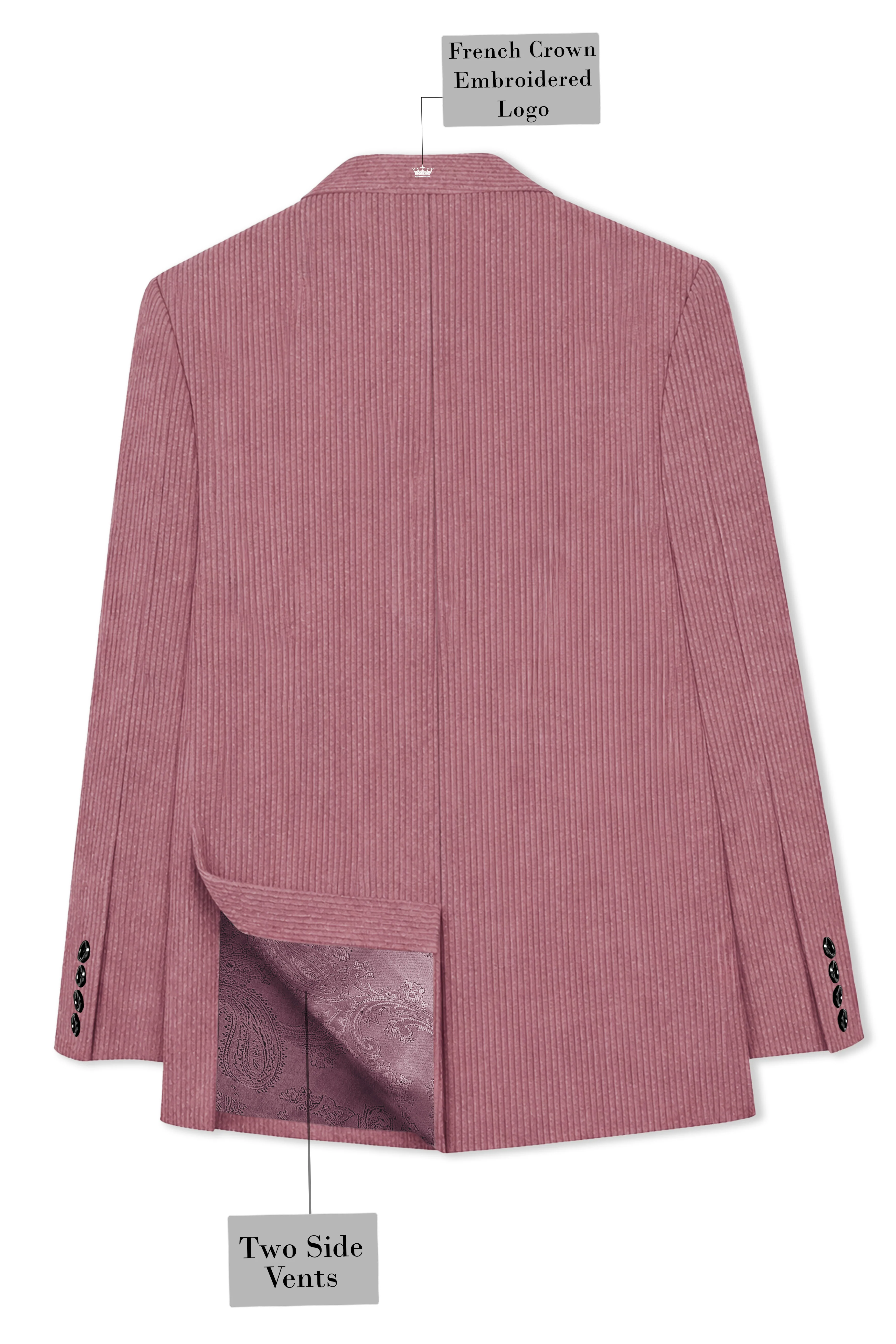 Petalux-Oriental Pink Corduroy Single Breasted Sports Blazer - Image 9