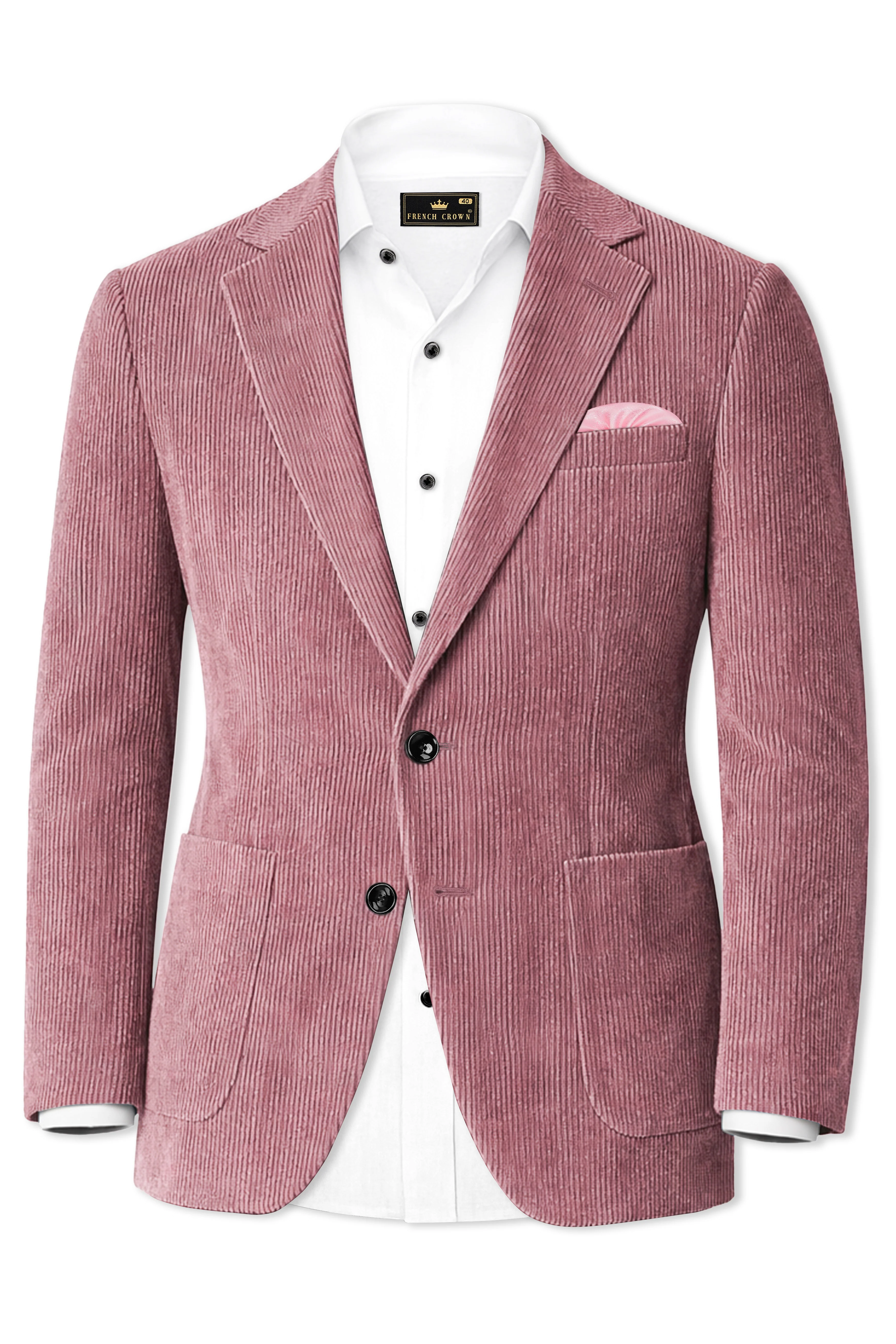Petalux-Oriental Pink Corduroy Single Breasted Sports Suit - Image 10