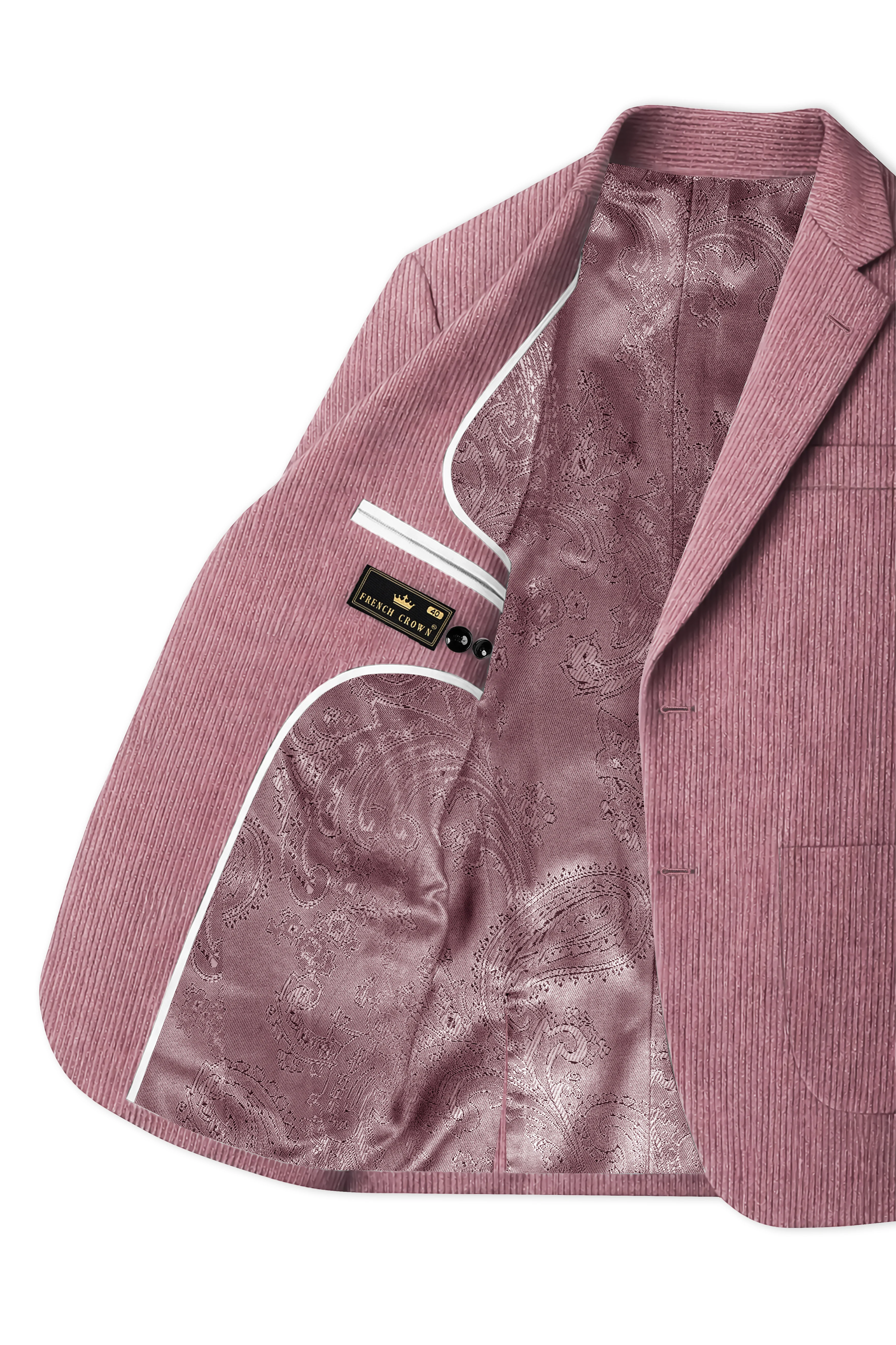 Petalux-Oriental Pink Corduroy Single Breasted Sports Suit - Image 6