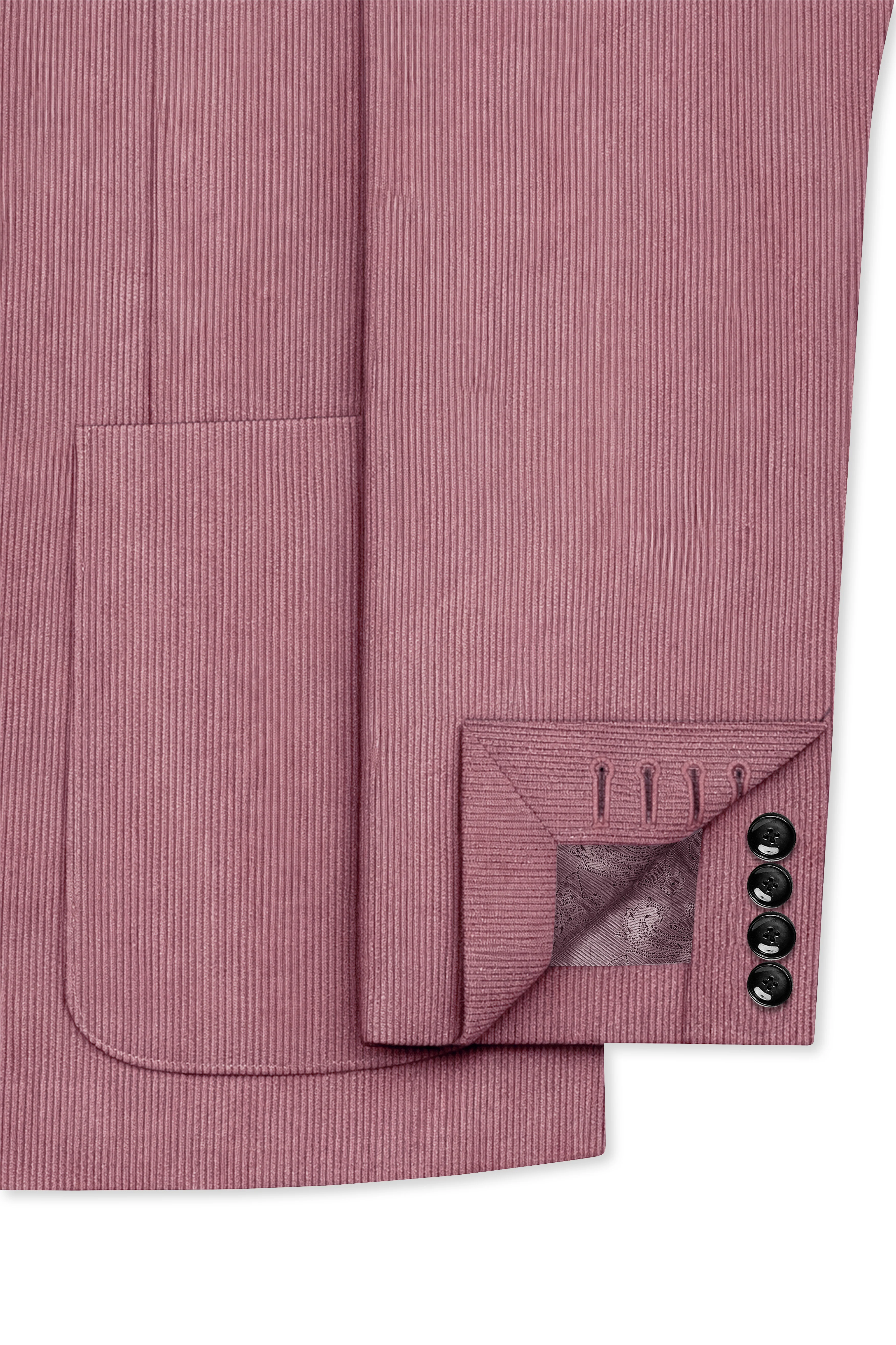 Petalux-Oriental Pink Corduroy Single Breasted Sports Suit - Image 7